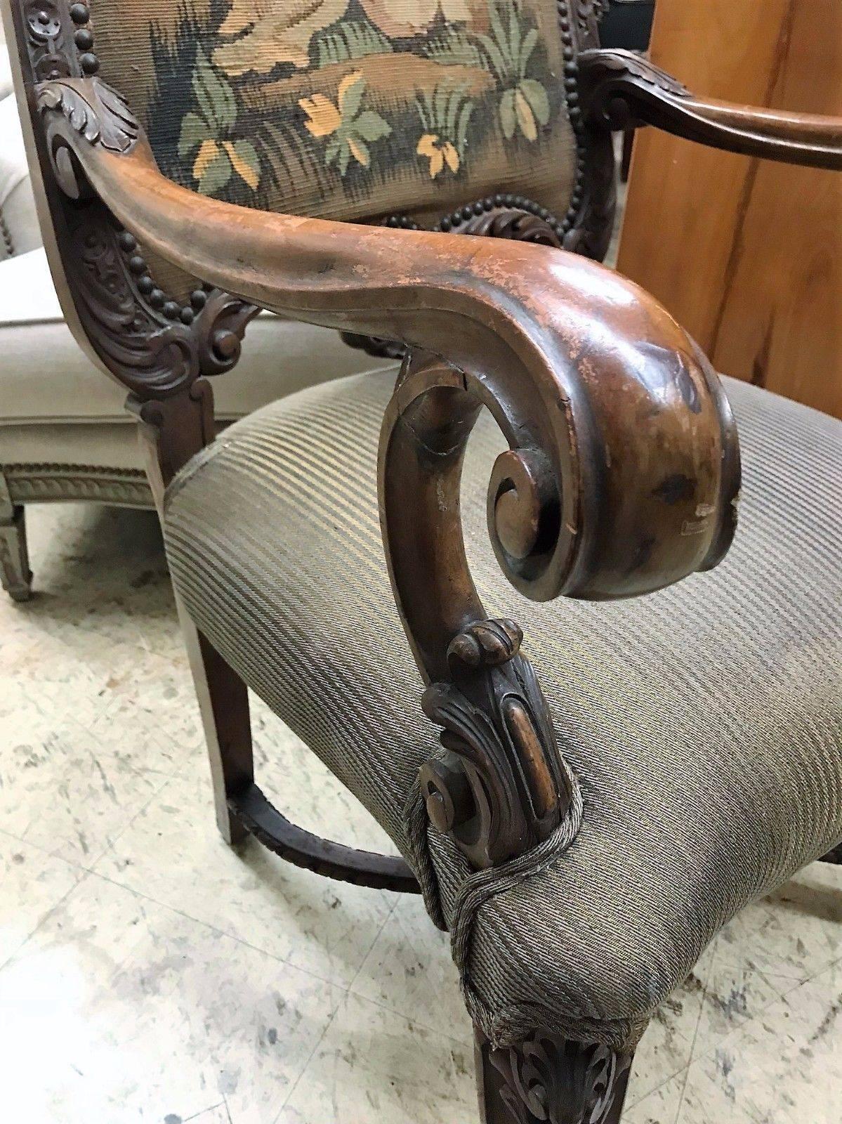 Renaissance 19th Century French Carved Walnut Armchair