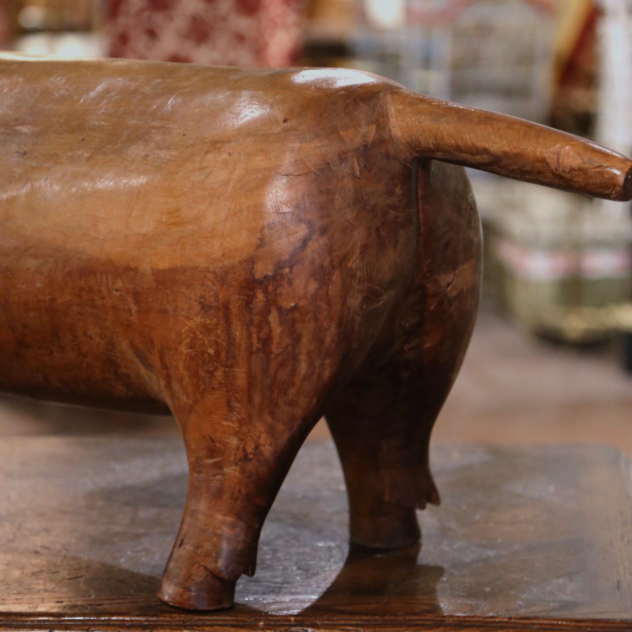 19th Century French Carved Walnut Boar Sculpture Footstool 3