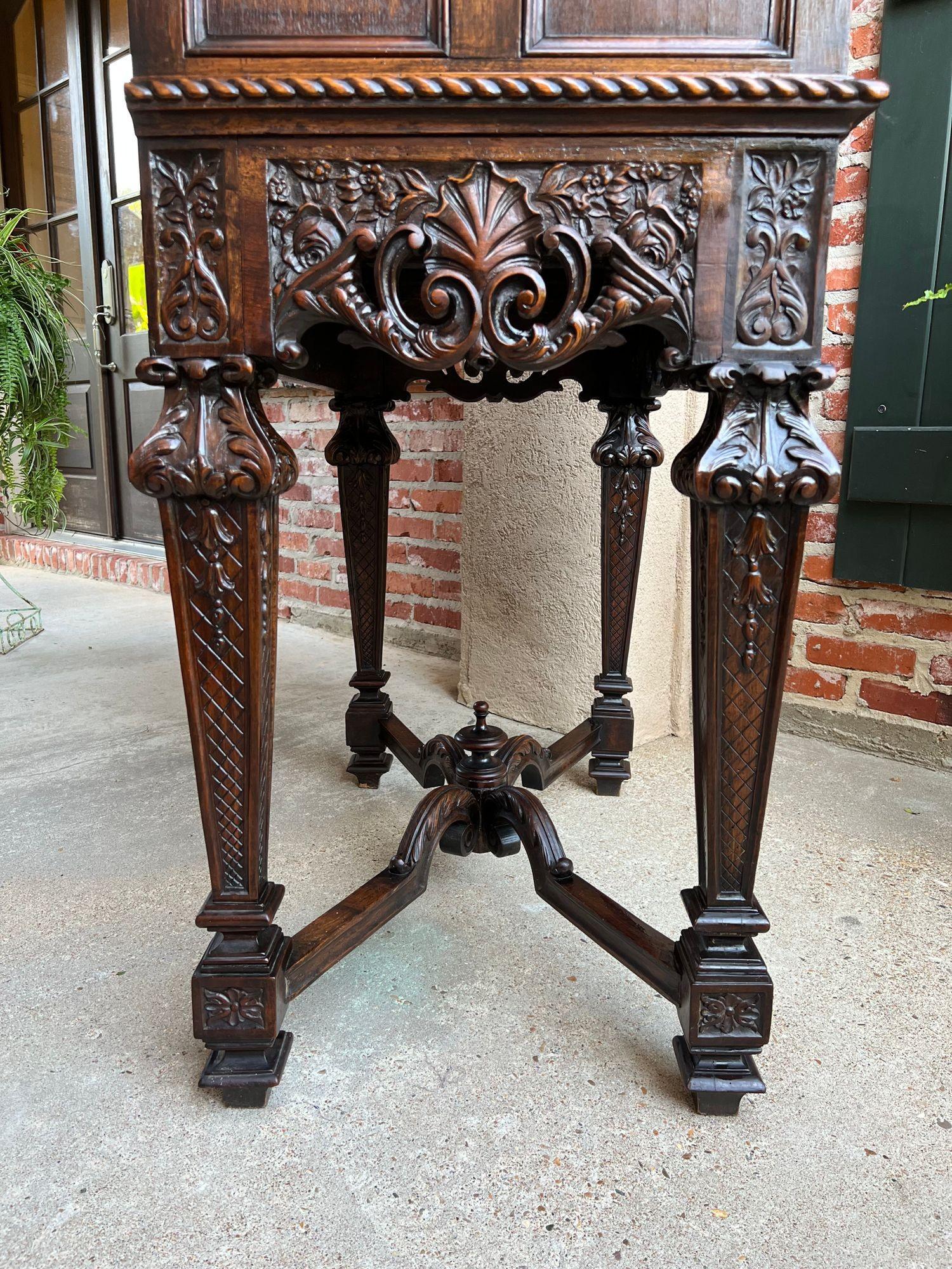 19th Century, French Carved Walnut Cabinet Bar Renaissance Wine Server Baroque For Sale 6