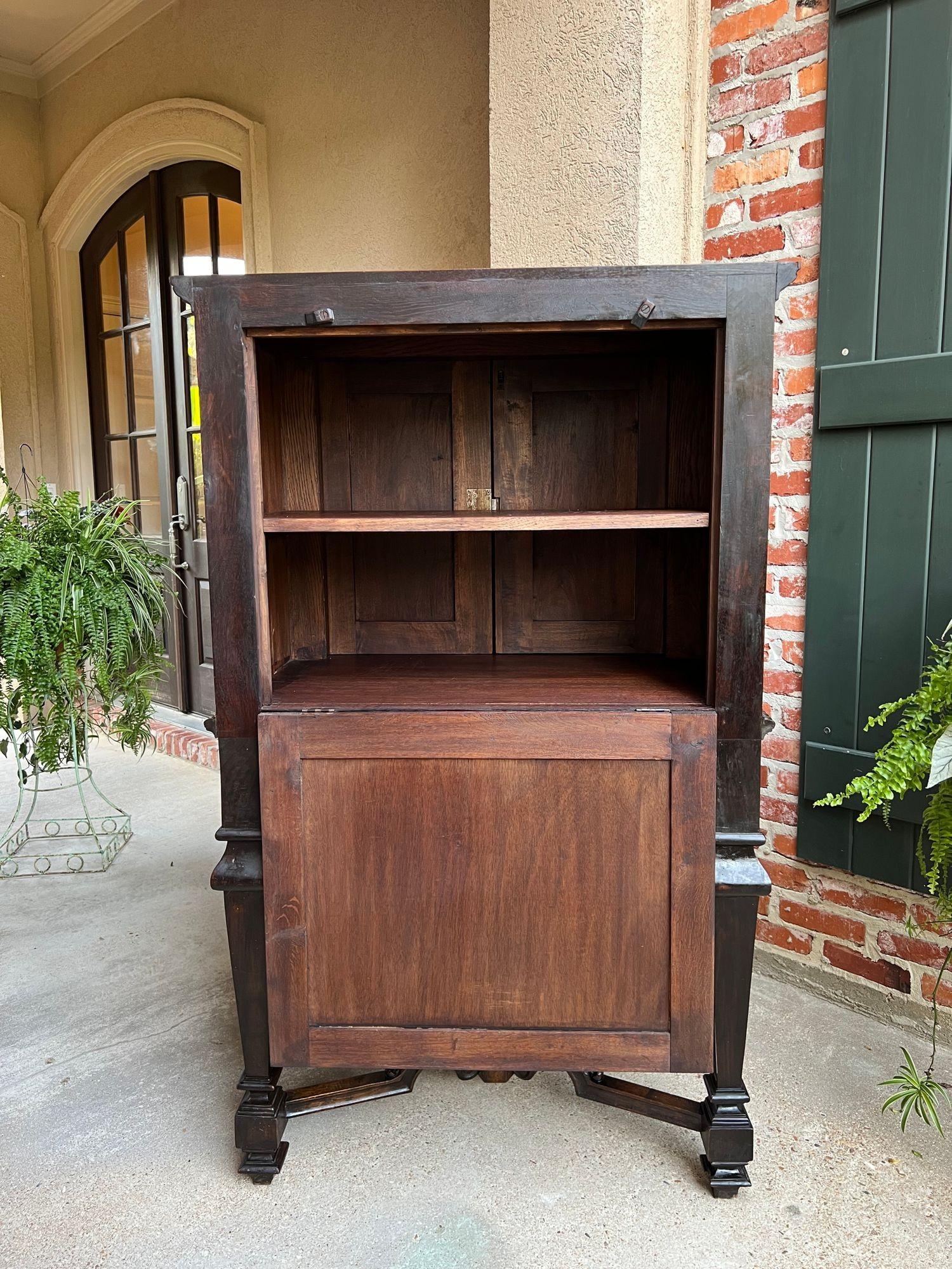 Antique French Carved Walnut Cabinet Wine Bar Renaissance Bookcase c1890 For Sale 1