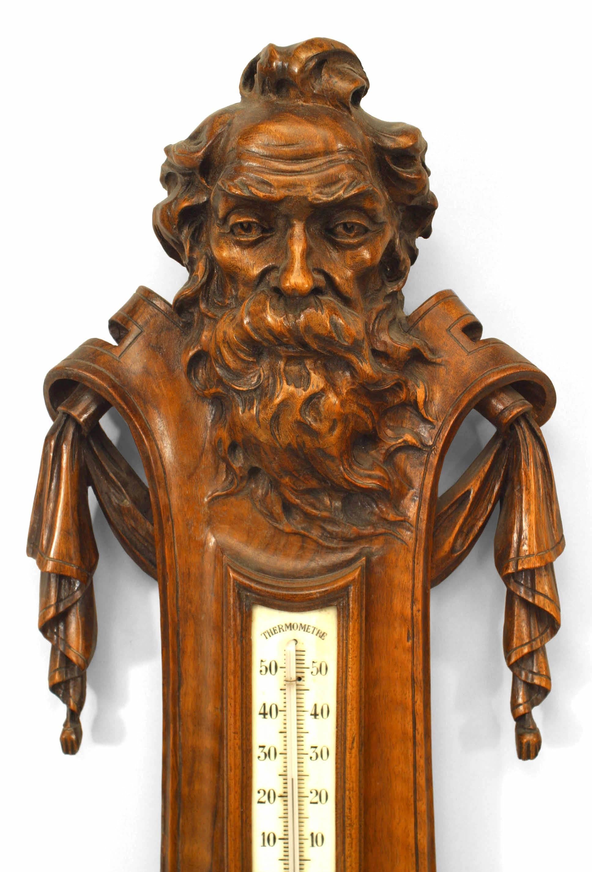 19th Century Pair of French Walnut Clocks & Barometers For Sale