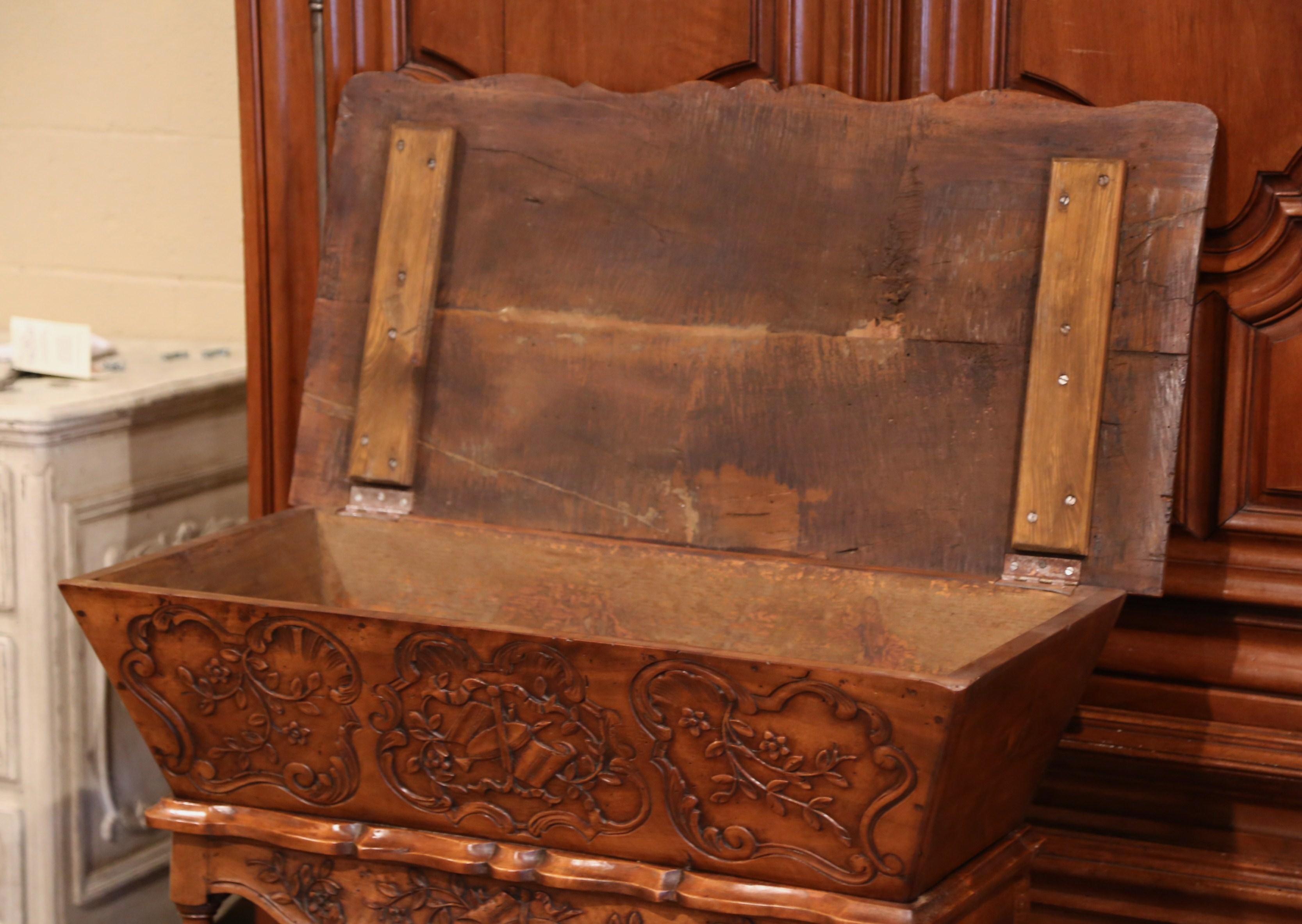 19th Century French Carved Walnut Dough Box and Hanging Bread Box from Provence 5