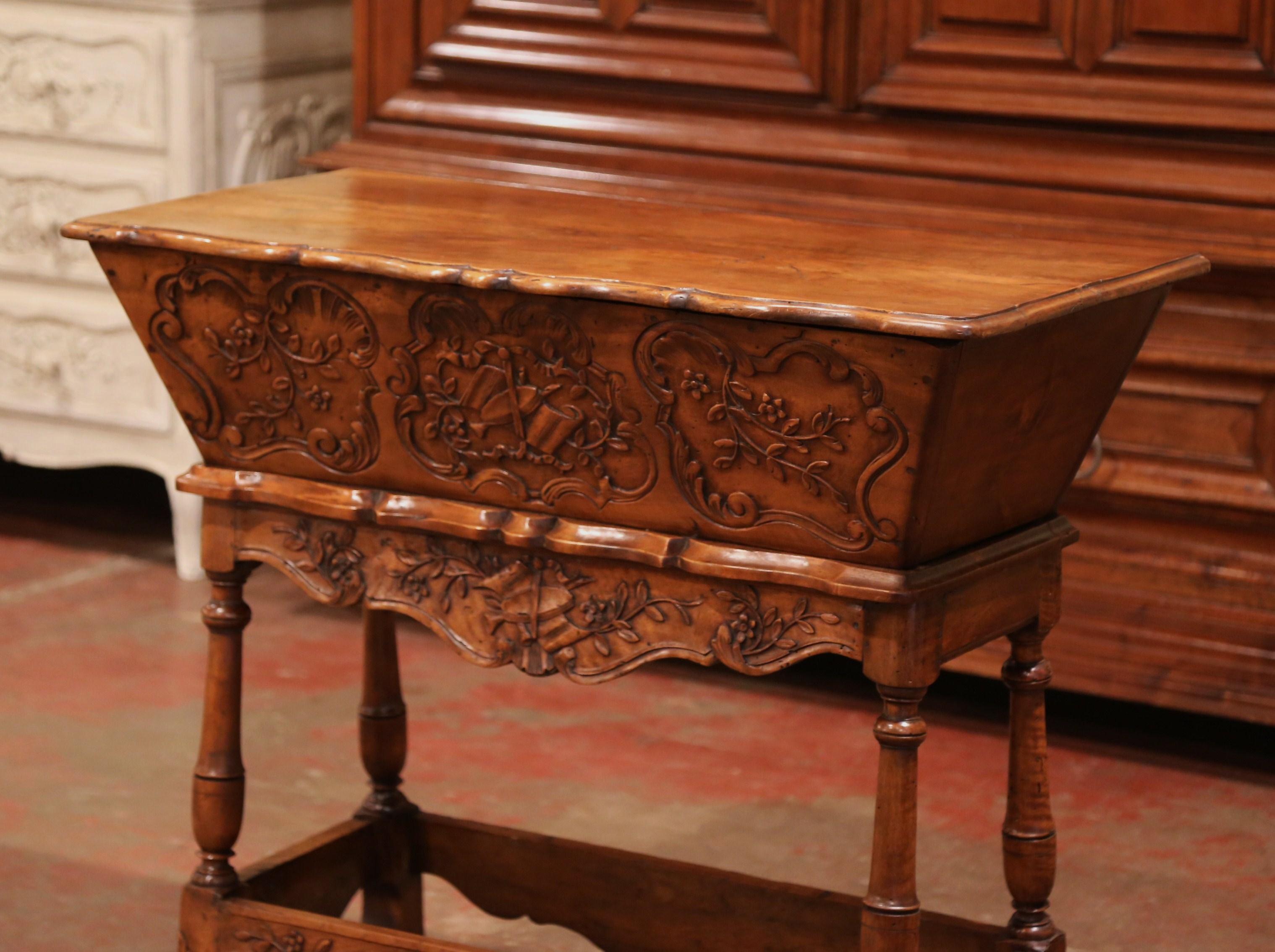 19th Century French Carved Walnut Dough Box and Hanging Bread Box from Provence 7