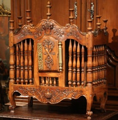 19th Century French Carved Walnut Dough Box and Hanging Bread Box from Provence