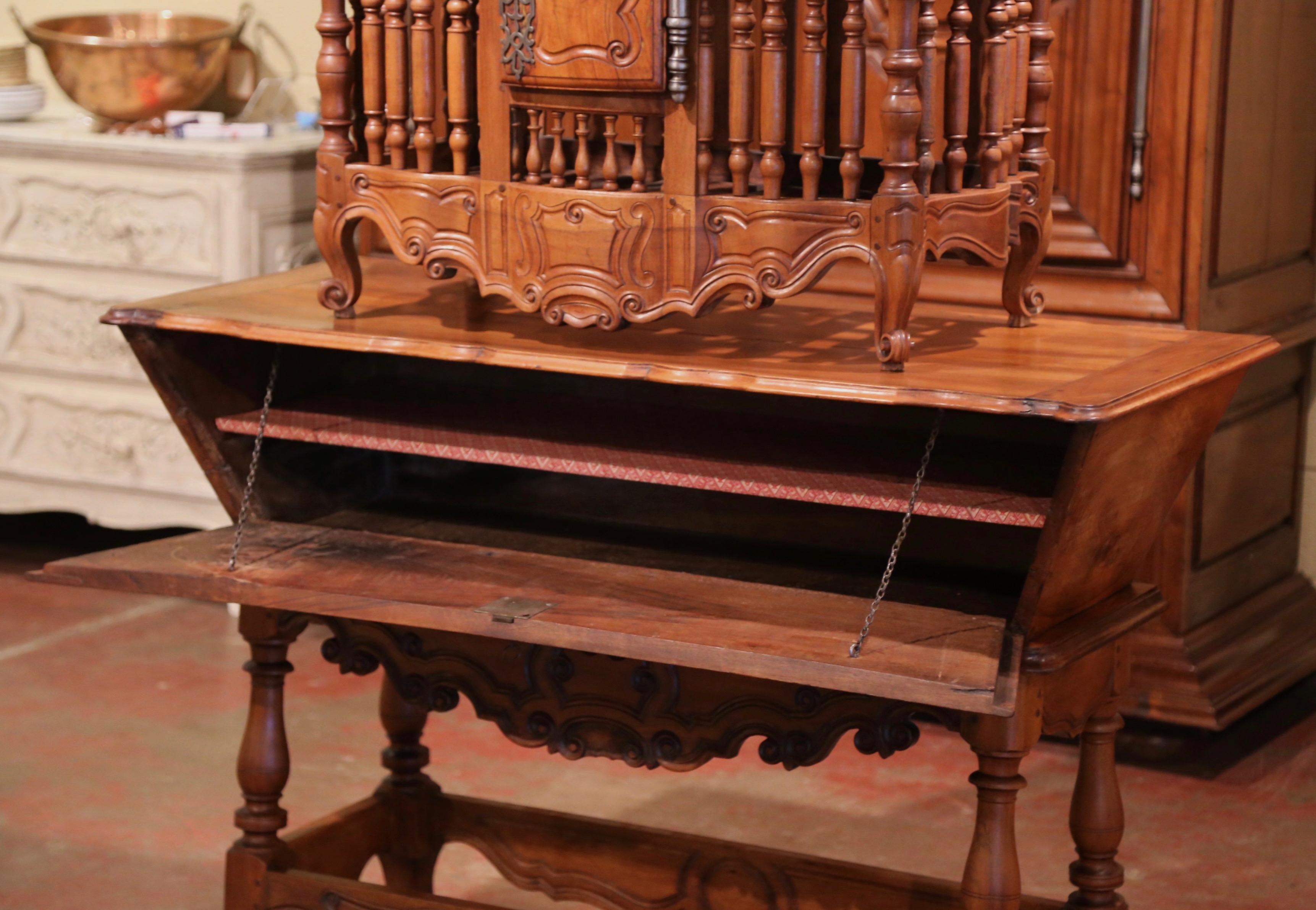 19th Century French Carved Walnut Dough Box and Matching Hanging Bread Box  2