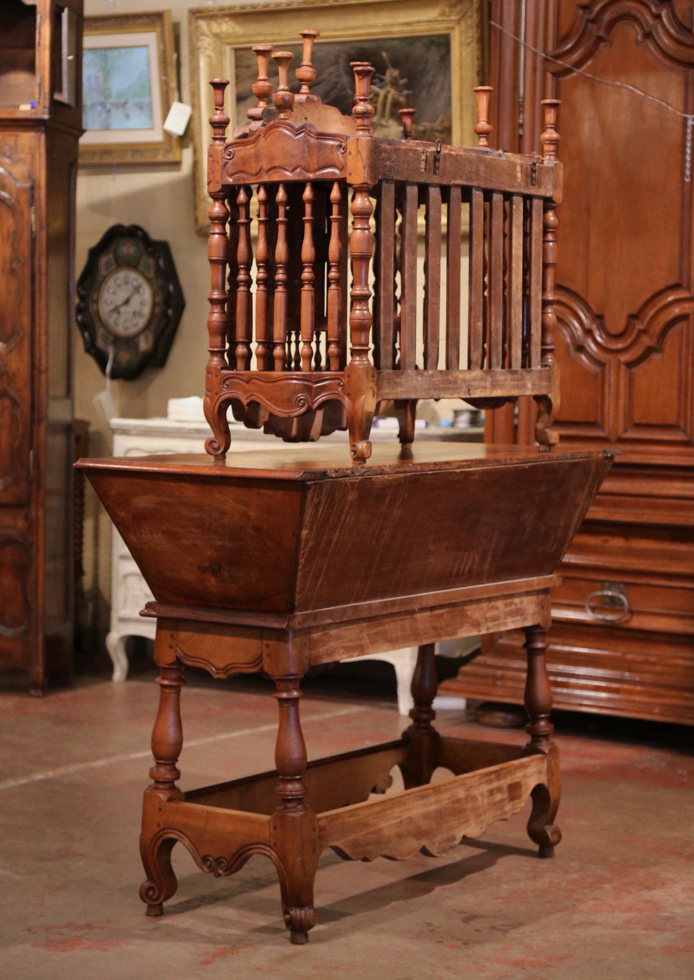 19th Century French Carved Walnut Dough Box and Matching Hanging Bread Box  3