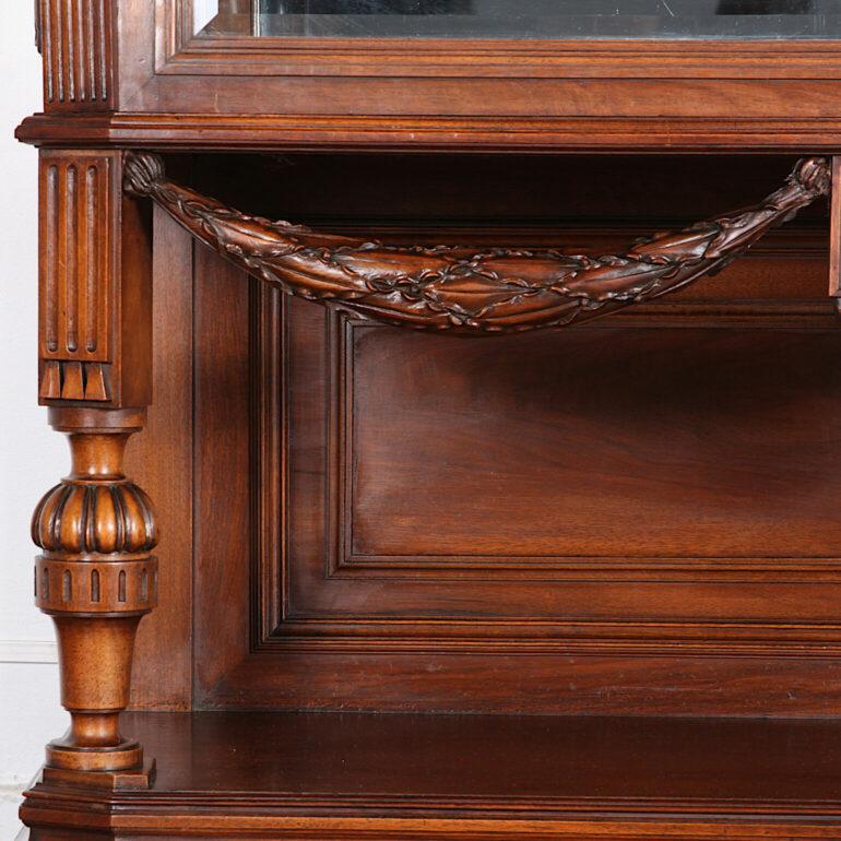 Hand-Carved 19th Century French Carved Walnut Louis XVI Vitrine Display Cabinet For Sale