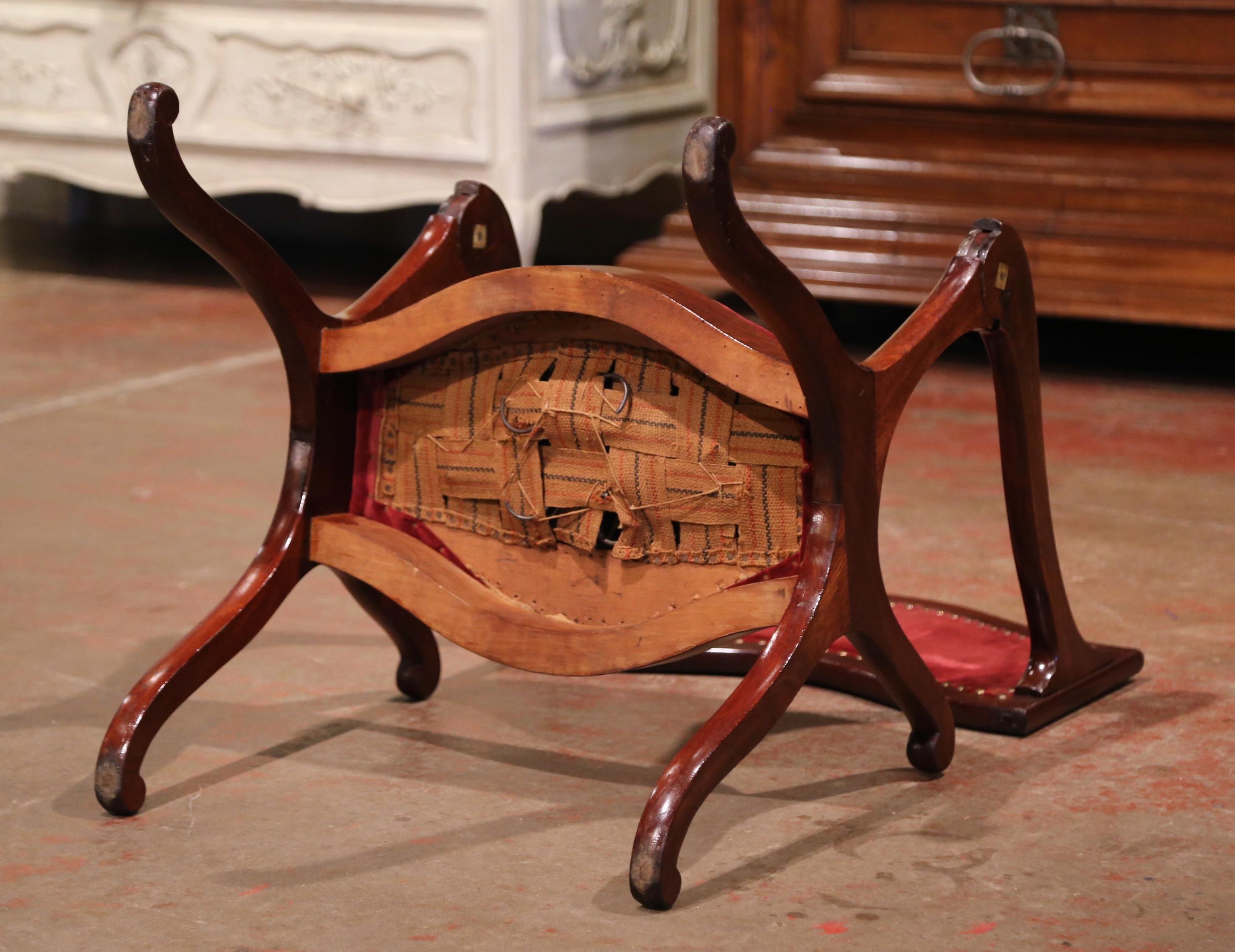 19th Century French Carved Walnut Metamorphic Prayer Kneeler Bench or Chair 5