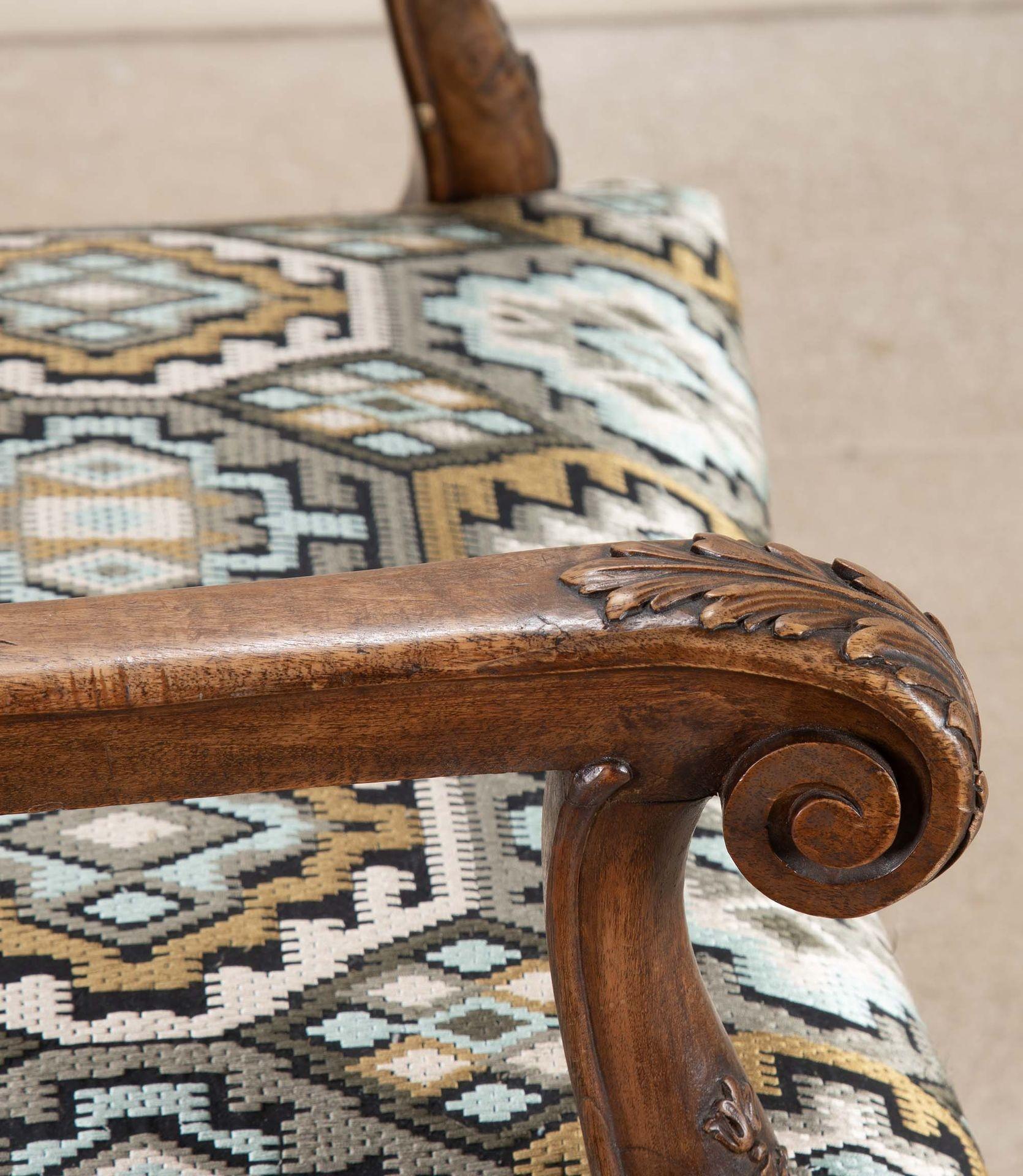 19th Century French Carved Walnut Open Armchair For Sale 5