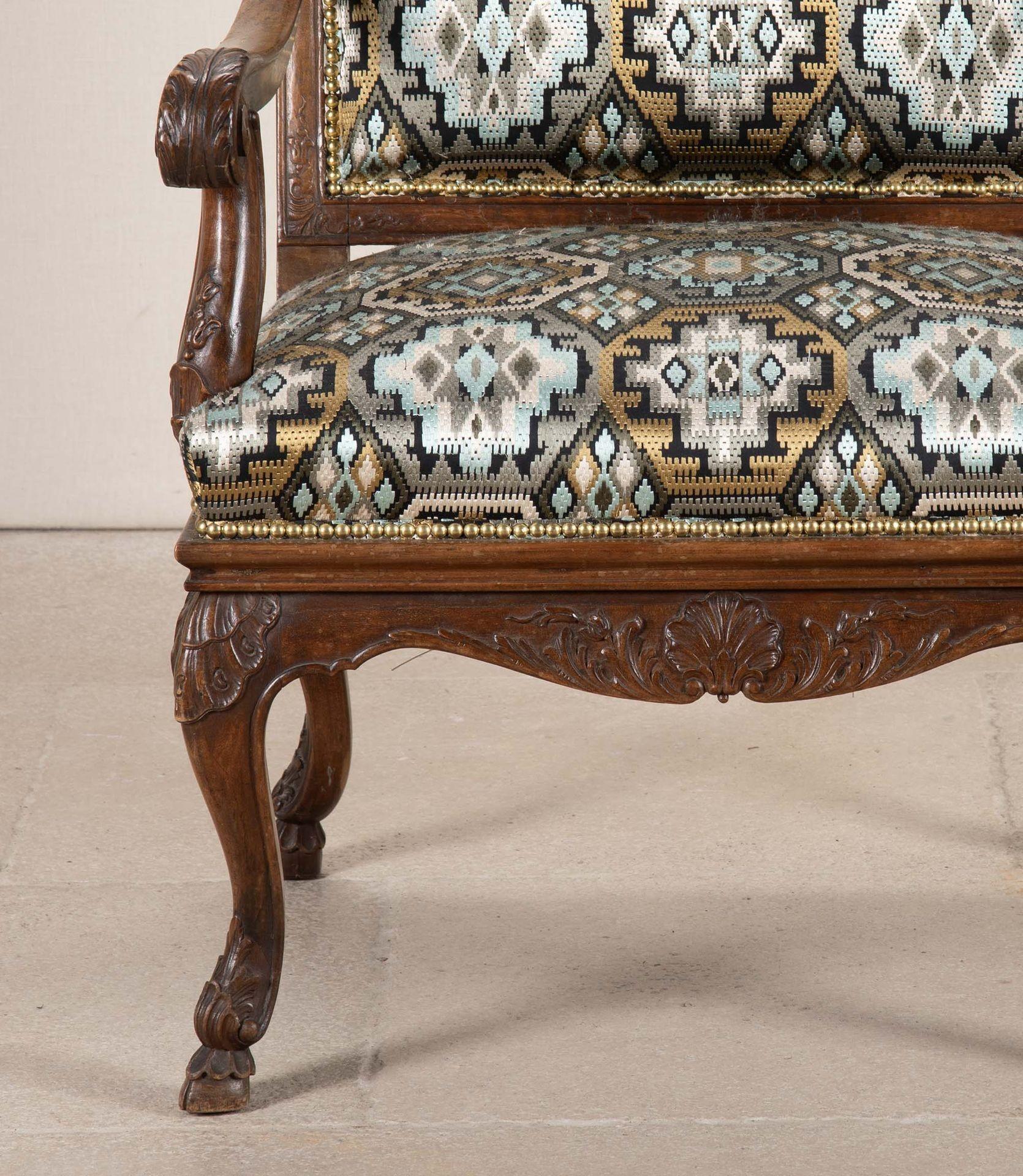 19th Century French Carved Walnut Open Armchair For Sale 8