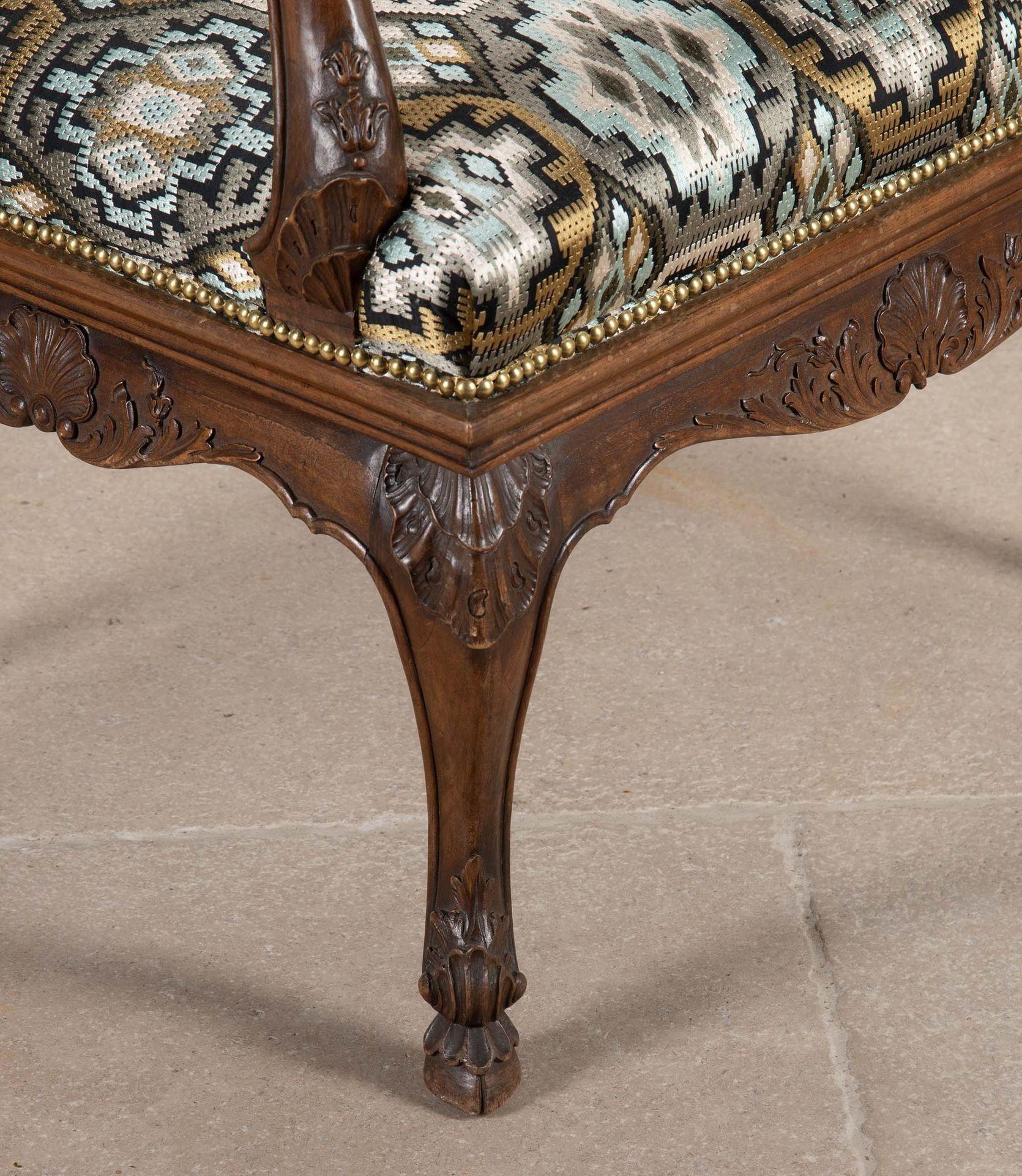 19th Century French Carved Walnut Open Armchair For Sale 9