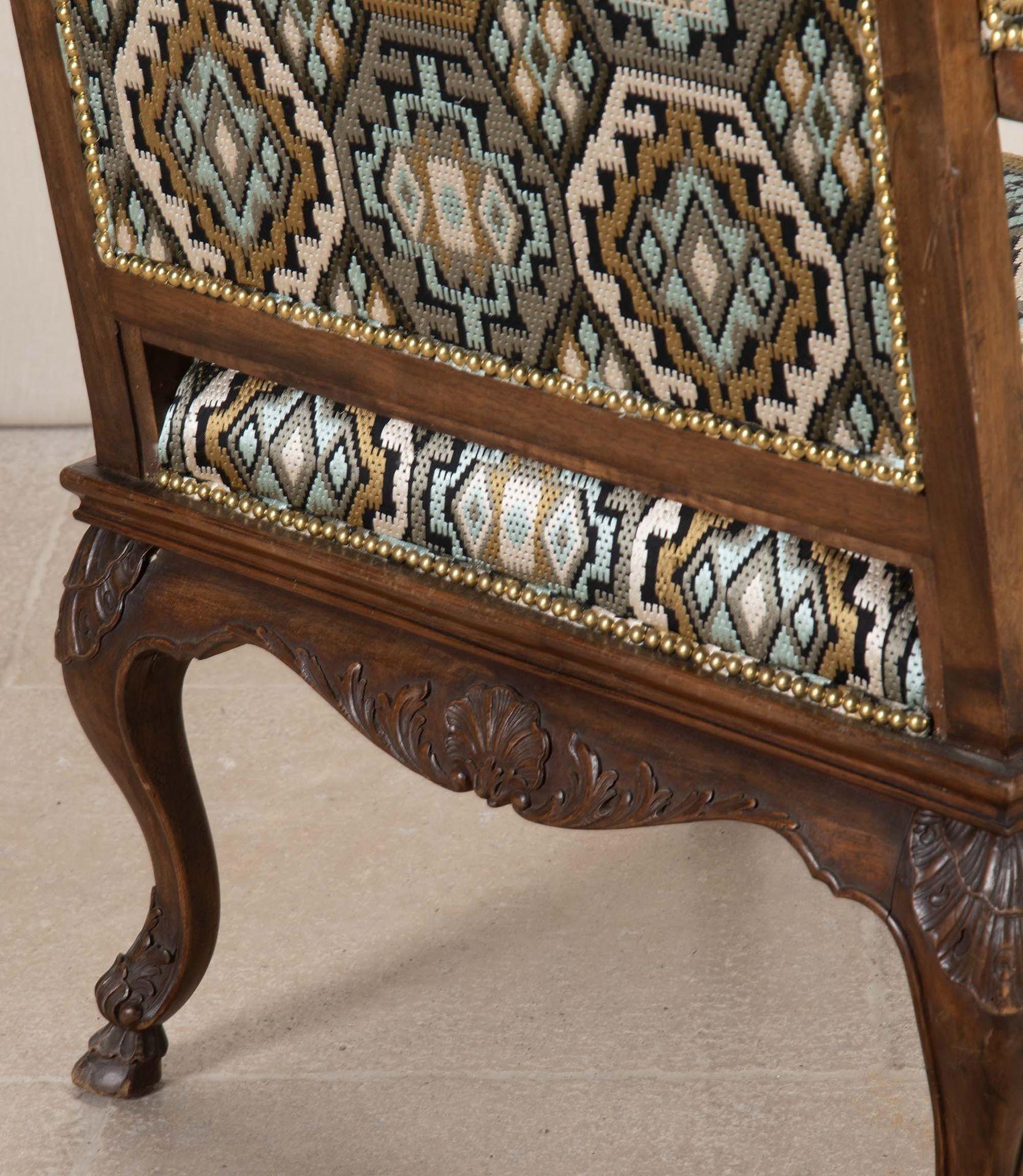 19th Century French Carved Walnut Open Armchair For Sale 11