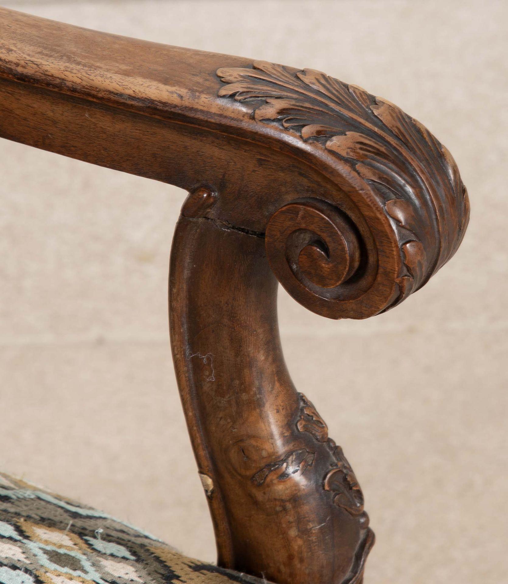 19th Century French Carved Walnut Open Armchair For Sale 12