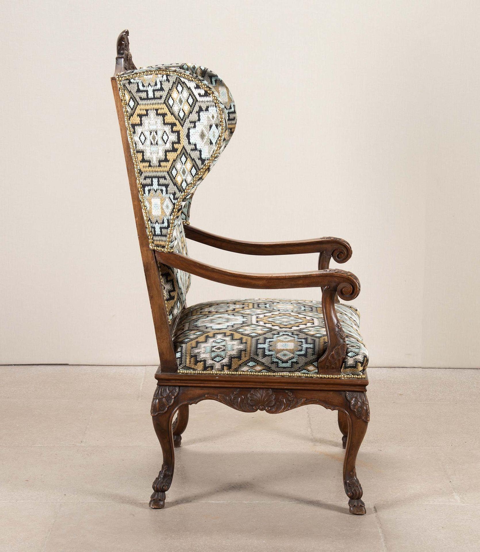 Napoleon III 19th Century French Carved Walnut Open Armchair For Sale