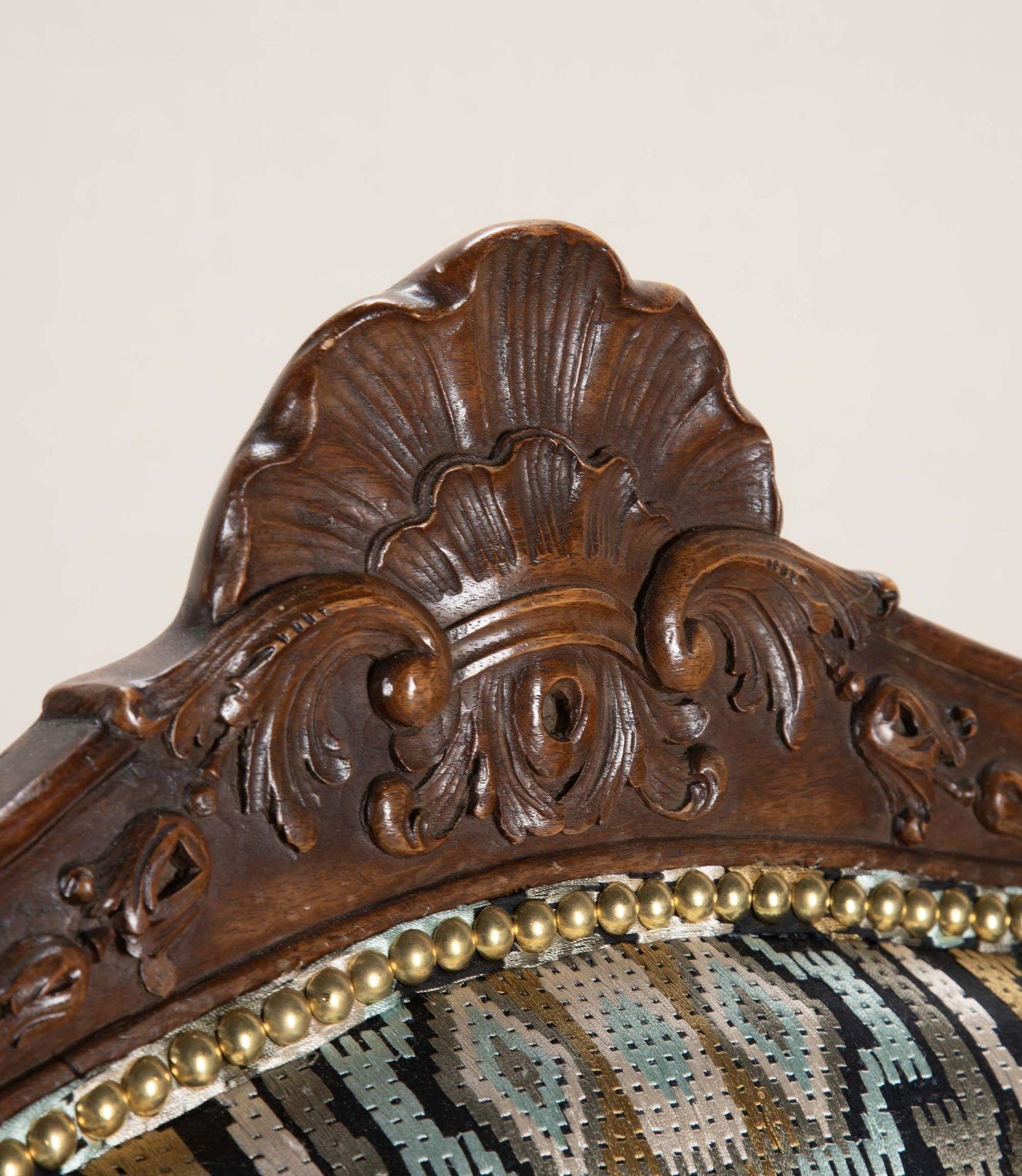 19th Century French Carved Walnut Open Armchair For Sale 2