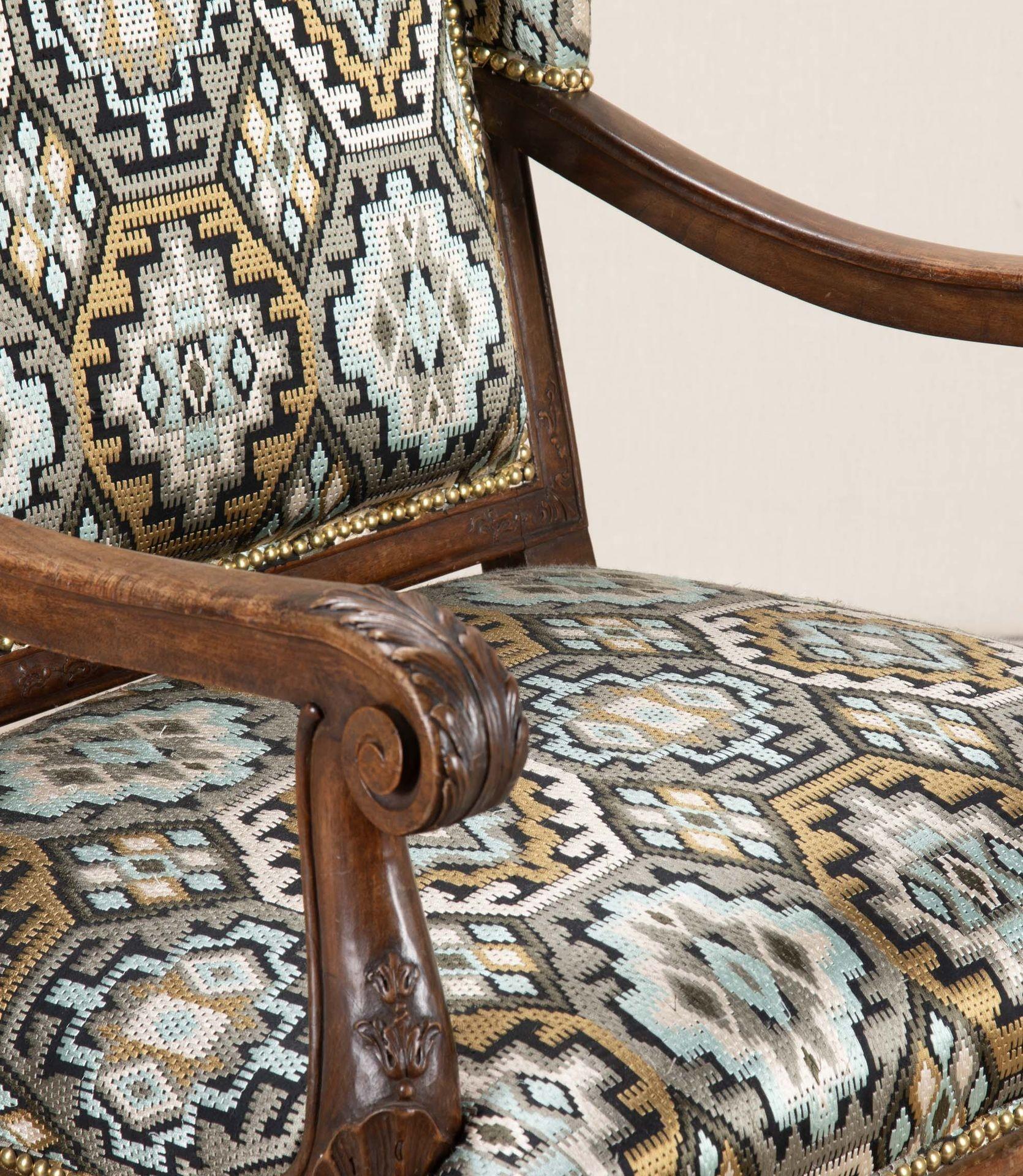 19th Century French Carved Walnut Open Armchair For Sale 3