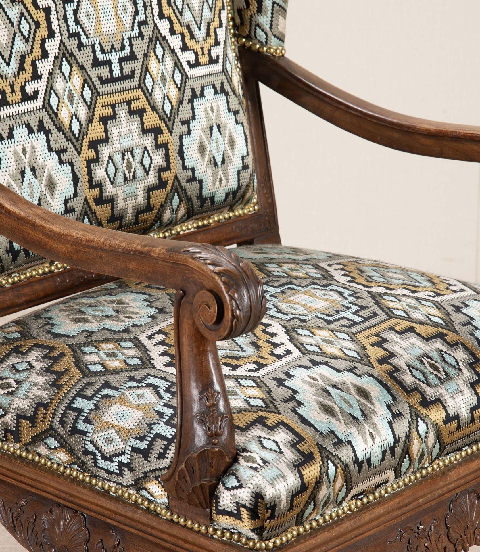 19th Century French Carved Walnut Open Armchair For Sale 4