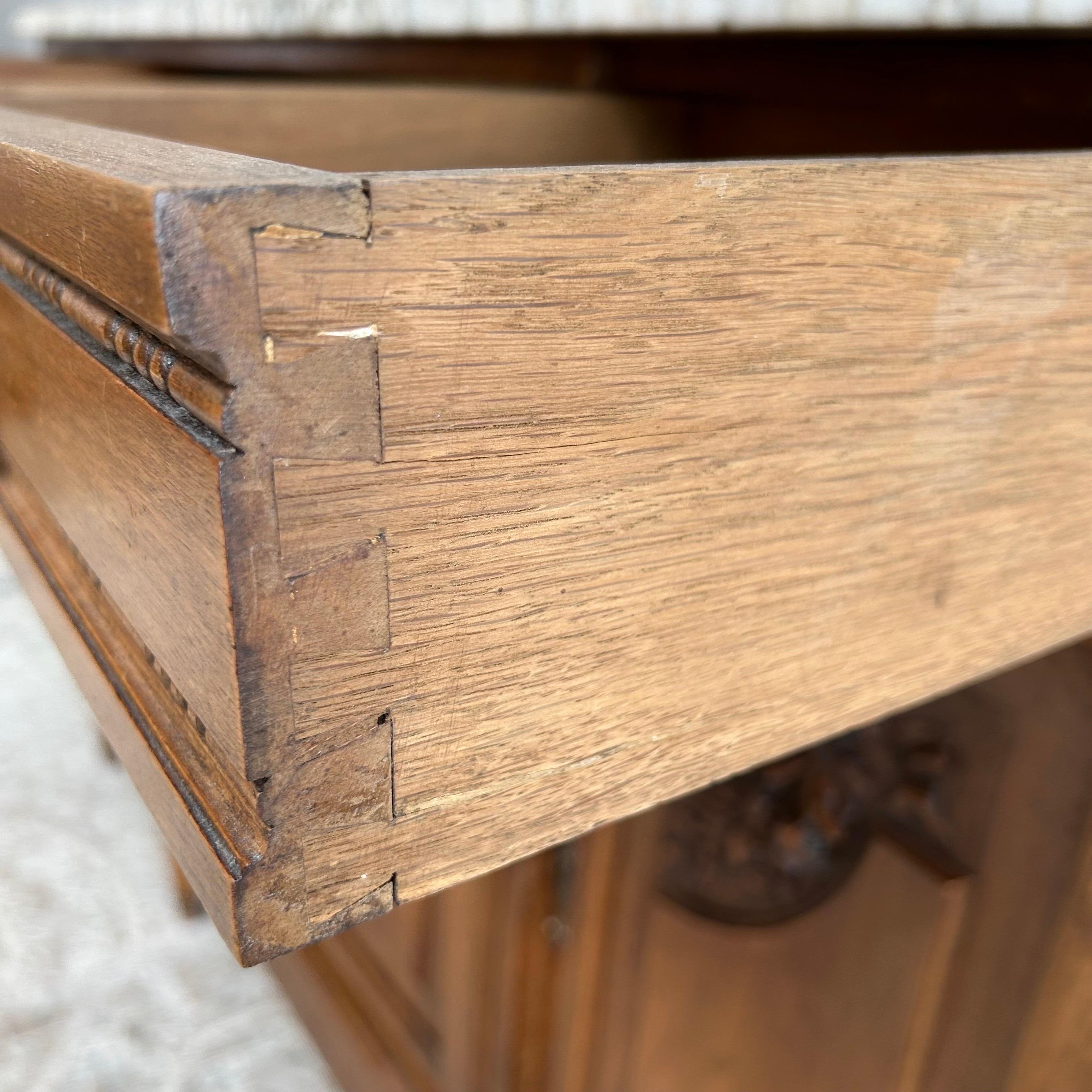 19th Century French Carved Walnut Roses Buffet with Marble Top 4