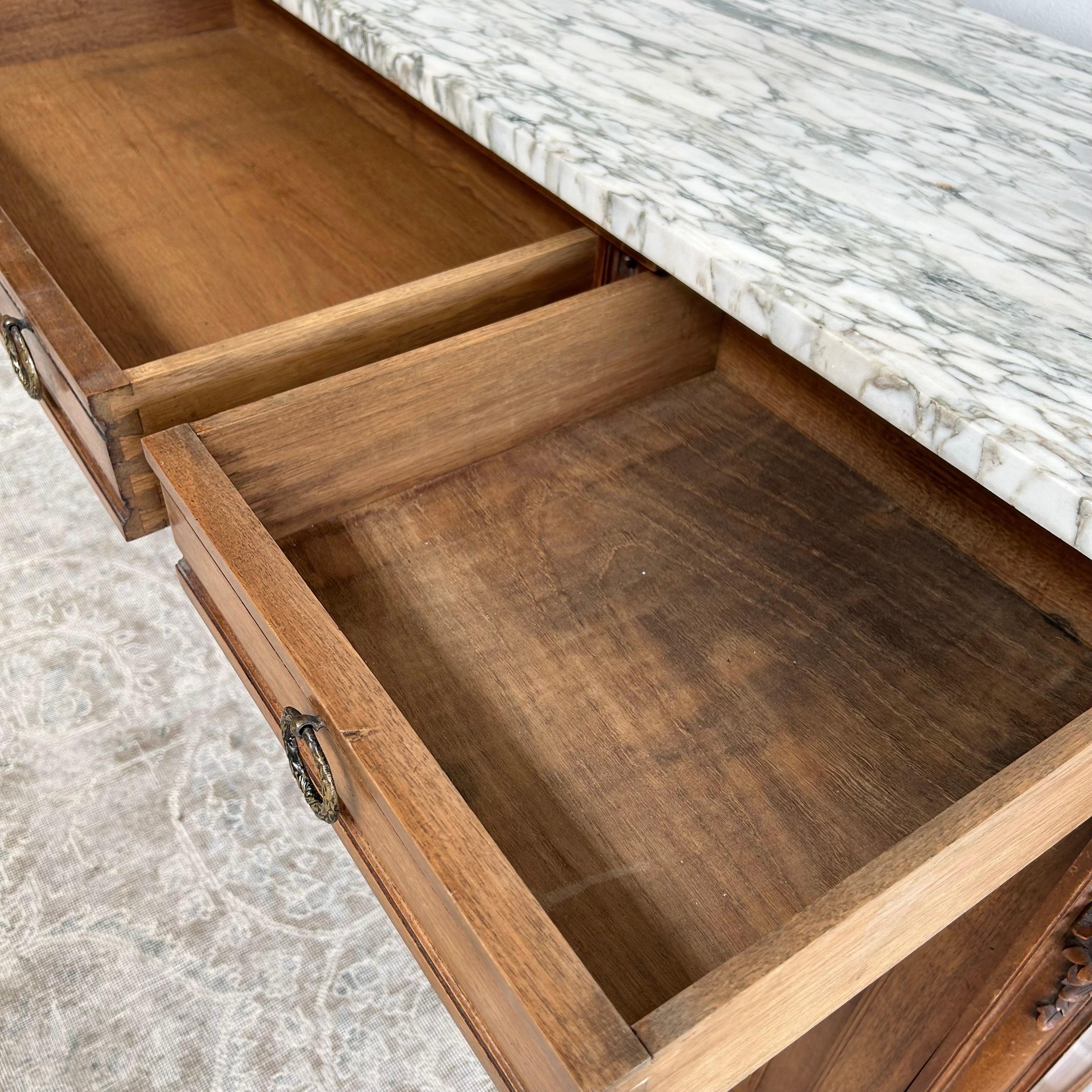 19th Century French Carved Walnut Roses Buffet with Marble Top 5
