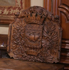 19th Century French Carved Walnut Royal Coat-of-Arms of the City of Paris