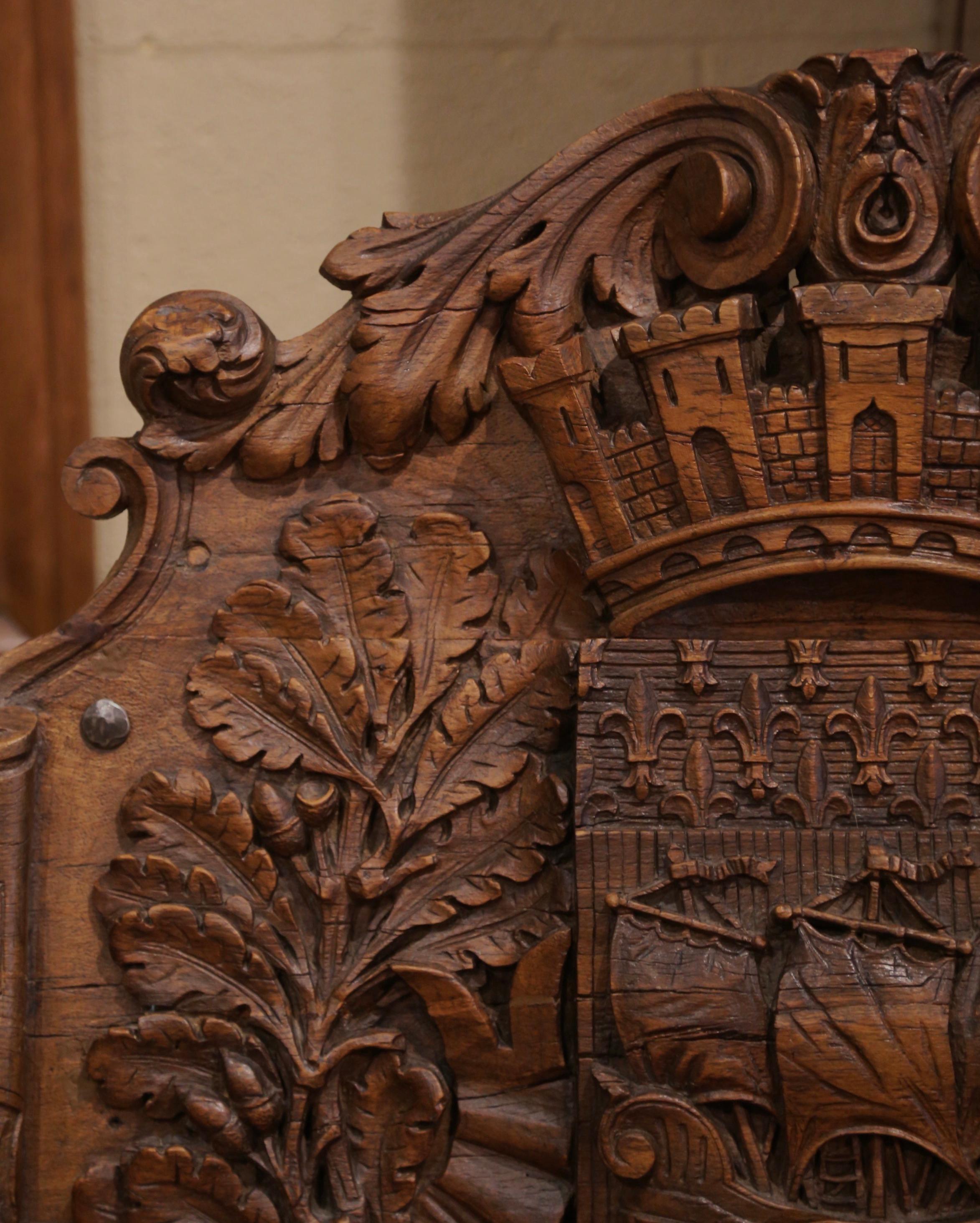 19th Century French Carved Walnut Royal Coat-of-Arms of the City of Paris For Sale 2