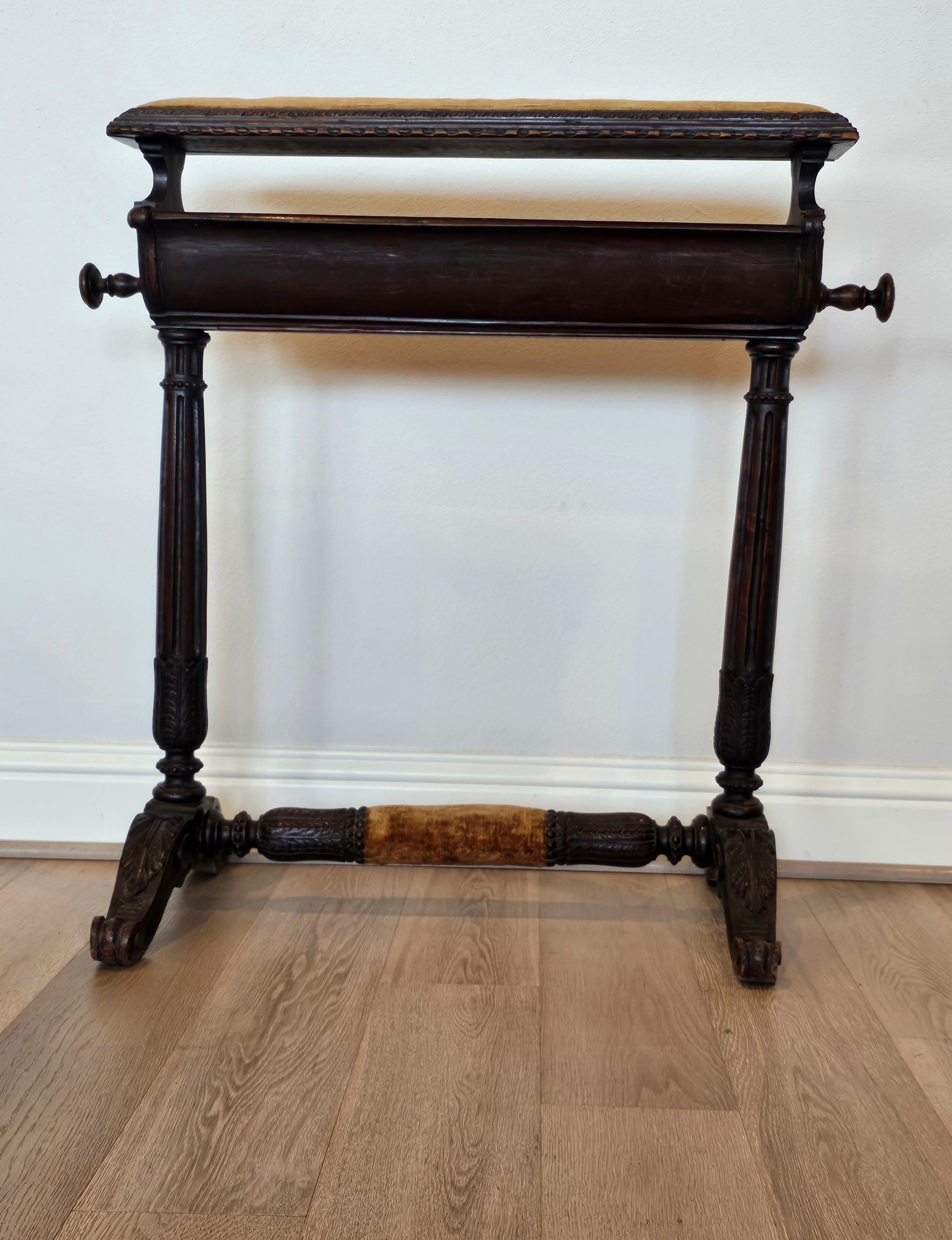 19th Century French Carved Walnut Sewing Work Stand Quilt Rack For Sale 12