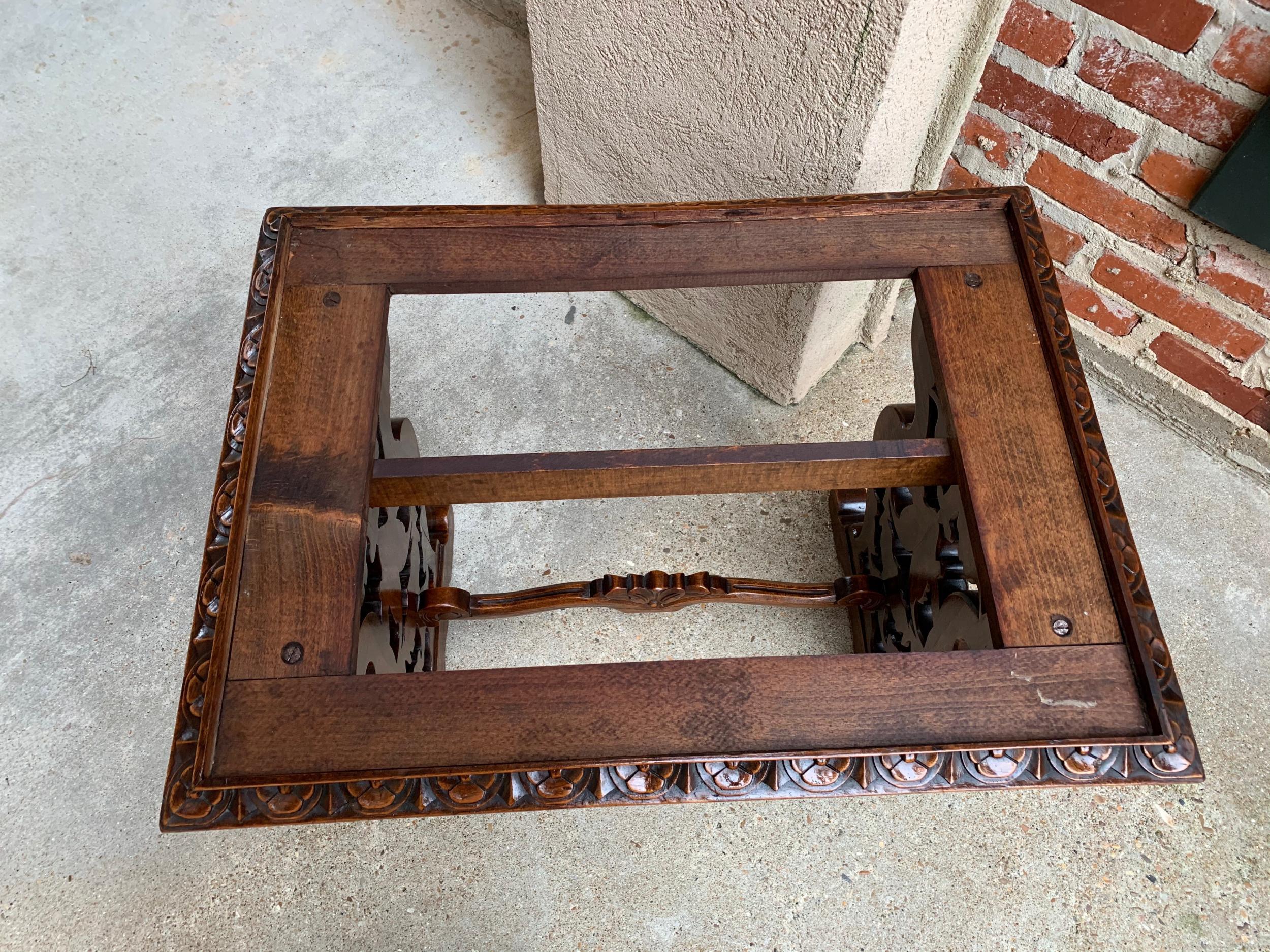 19th Century French Carved Walnut Side Accent Table Marble Top Petite Louis XV 8