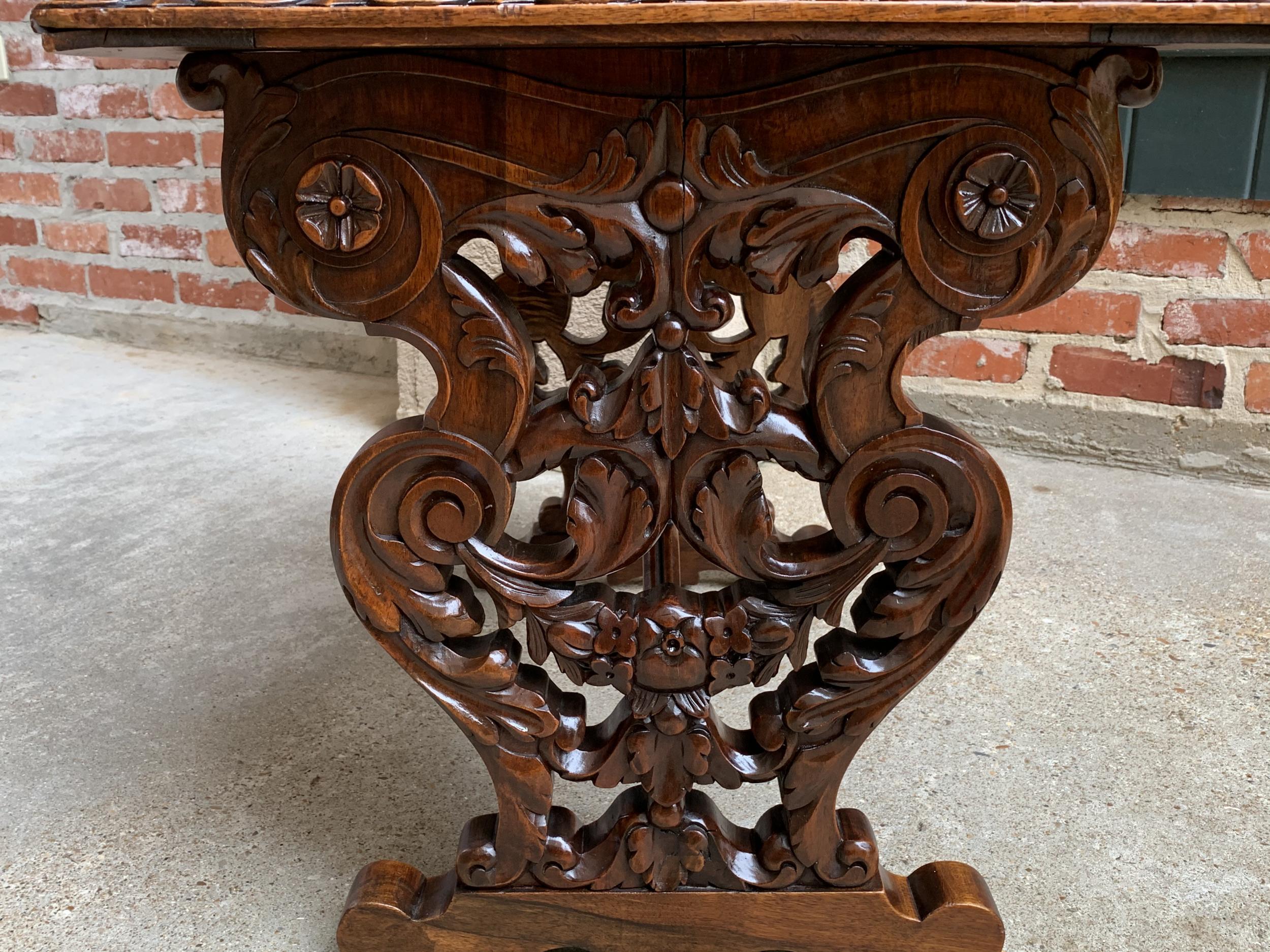 19th Century French Carved Walnut Side Accent Table Marble Top Petite Louis XV 4