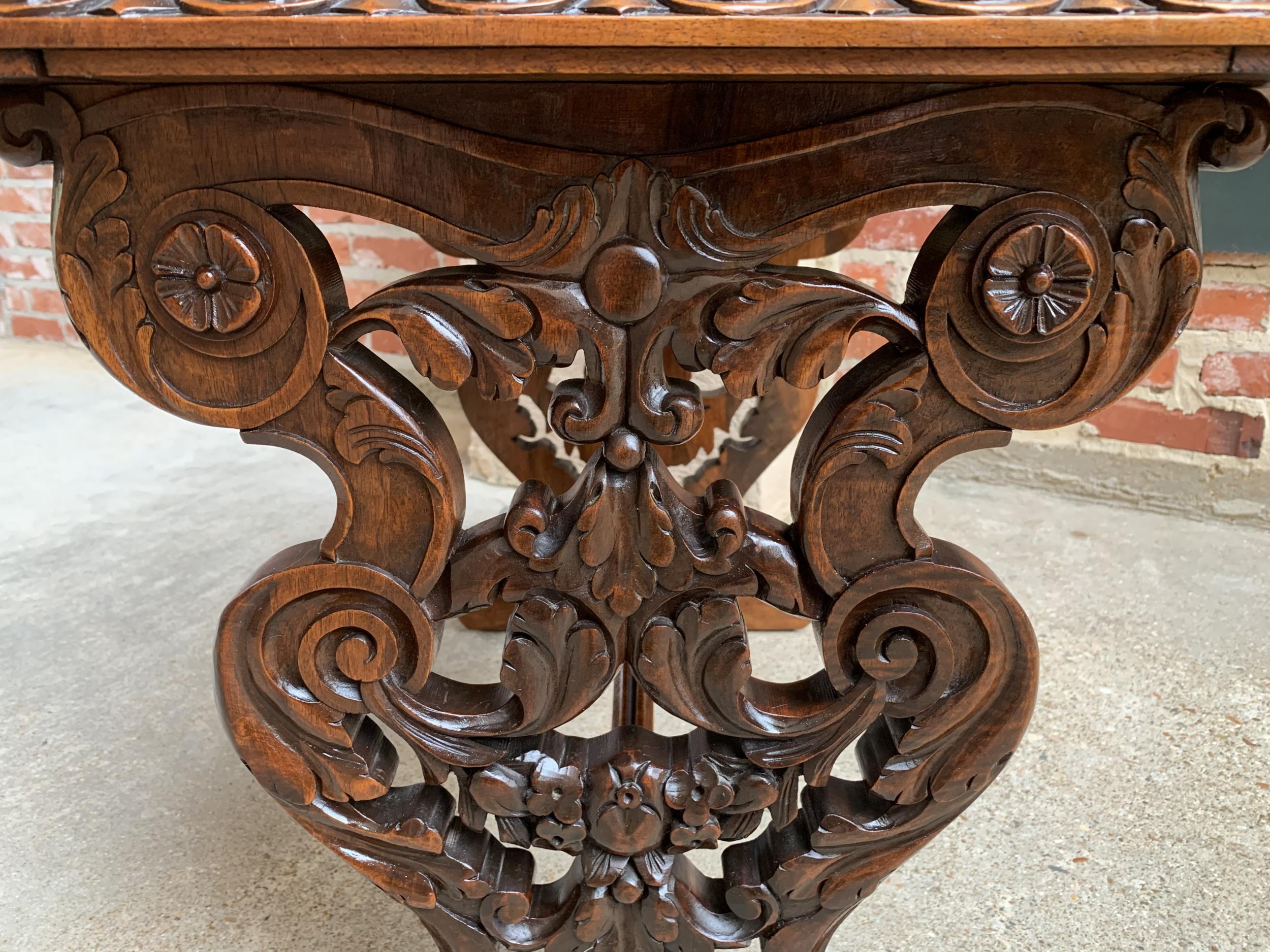 19th Century French Carved Walnut Side Accent Table Marble Top Petite Louis XV 5