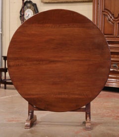 19th Century French Carved Walnut Tilt-Top Wine Tasting Table from Bordeaux