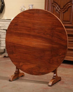 19th Century French Carved Walnut Tilt-Top Wine Tasting Table from Bordeaux