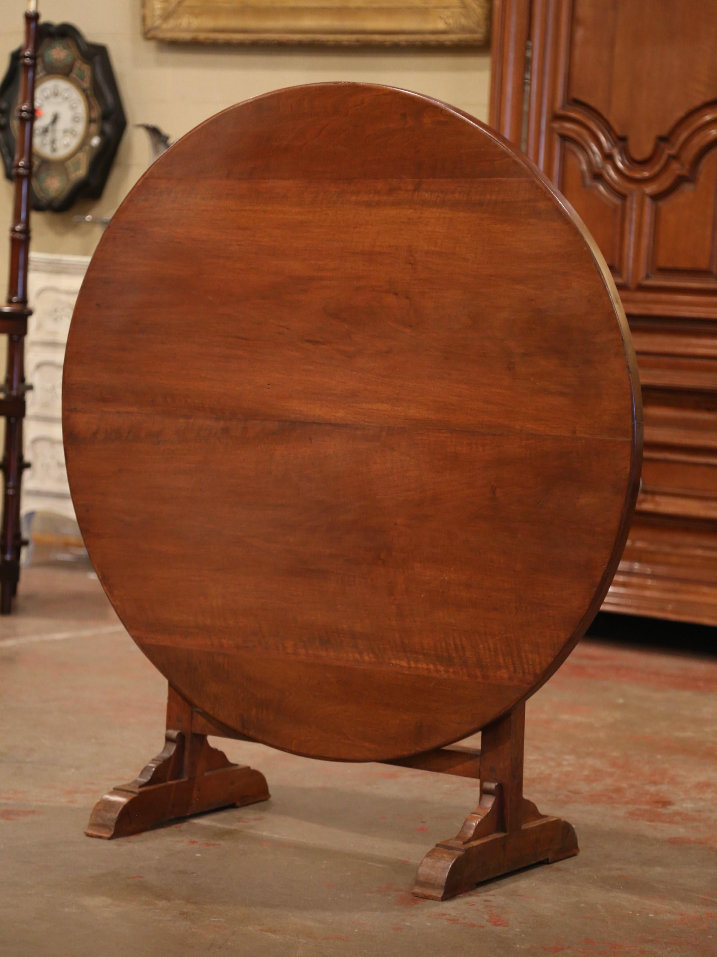 Hand-Carved 19th Century French Carved Walnut Tilt-Top Wine Tasting Table from Bordeaux