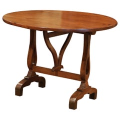 Antique 19th Century French Carved Walnut Tilt-Top Wine Tasting Table from Bordeaux