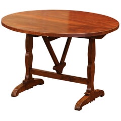 19th Century French Carved Walnut Tilt-Top Wine Tasting Table from Bordeaux