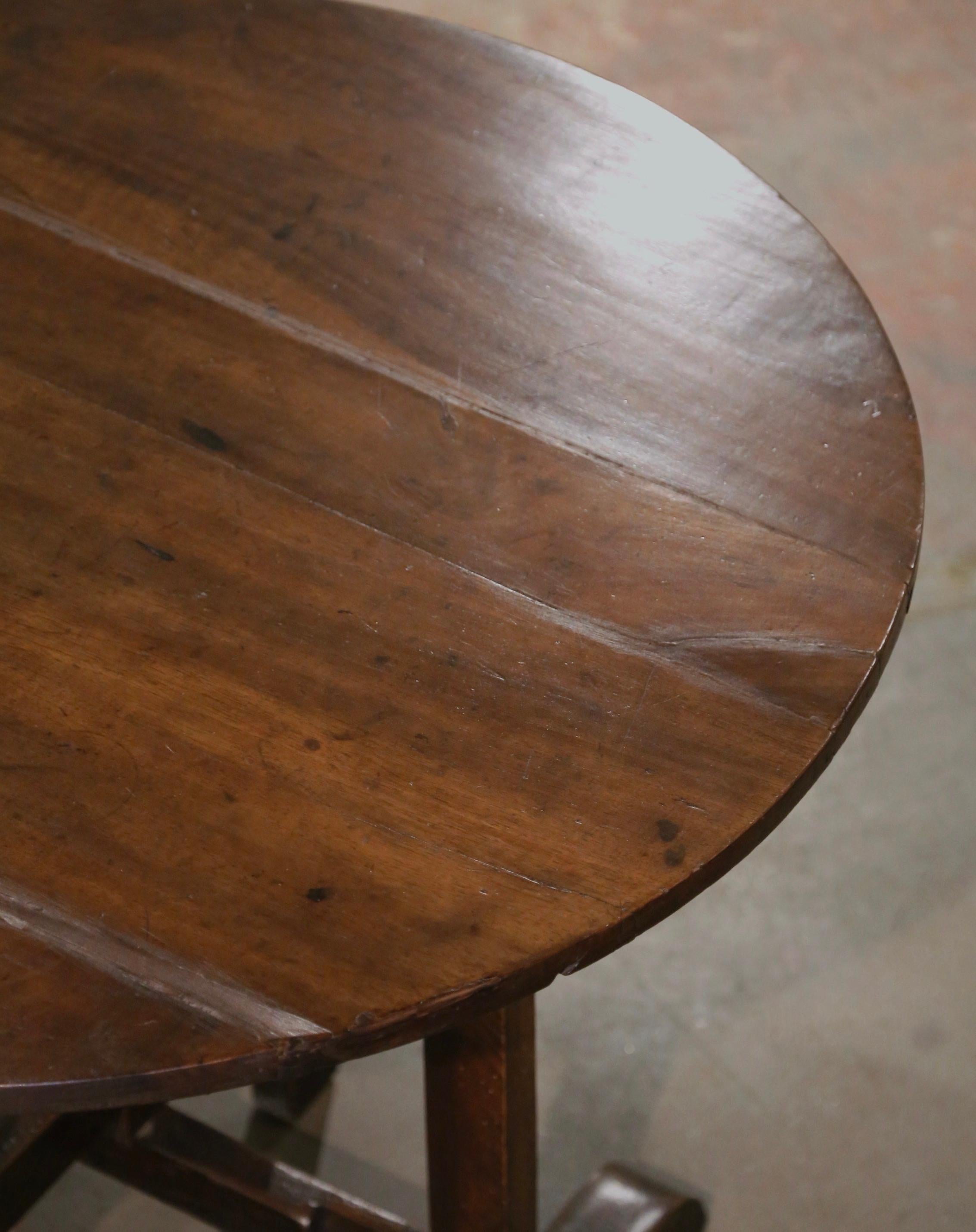 19th Century French Carved Walnut Tilt-Top Wine Tasting Table from Burgundy 6