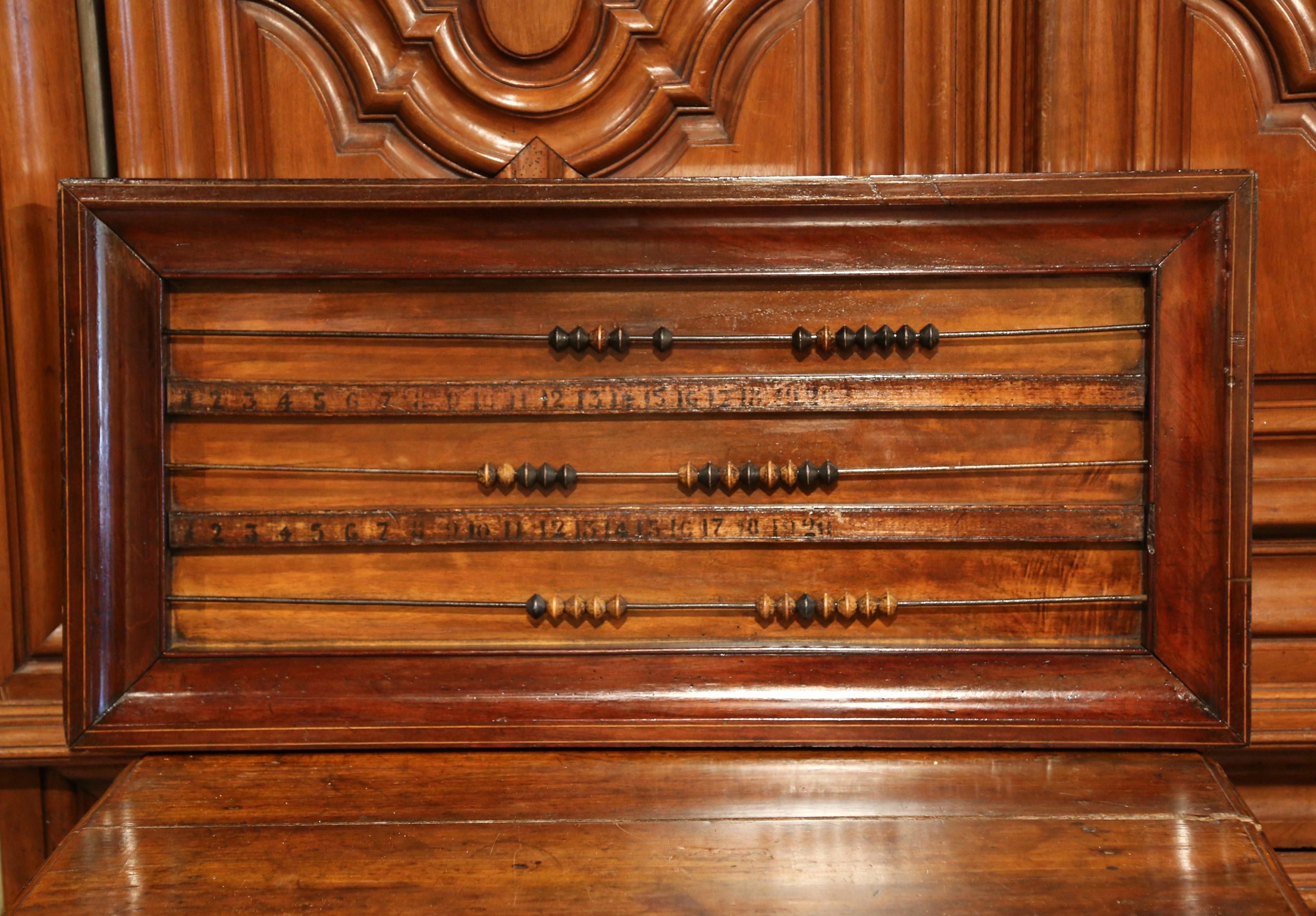 Hand-Carved 19th Century French Carved Walnut Wall Hanging Billiard Abacus or Boulier