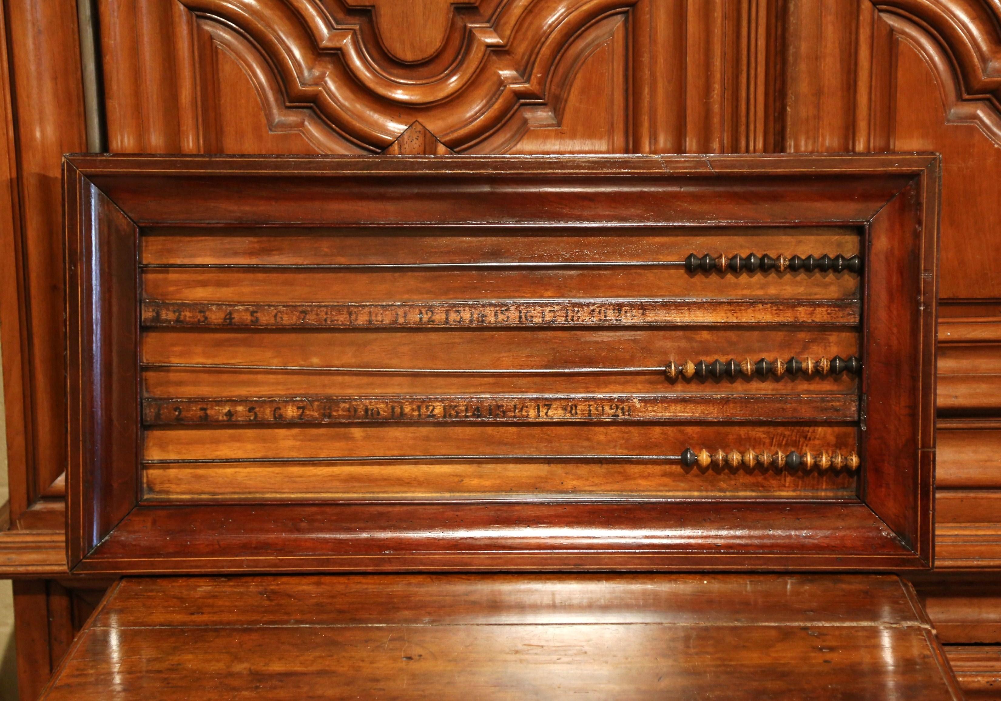 19th Century French Carved Walnut Wall Hanging Billiard Abacus or Boulier 1