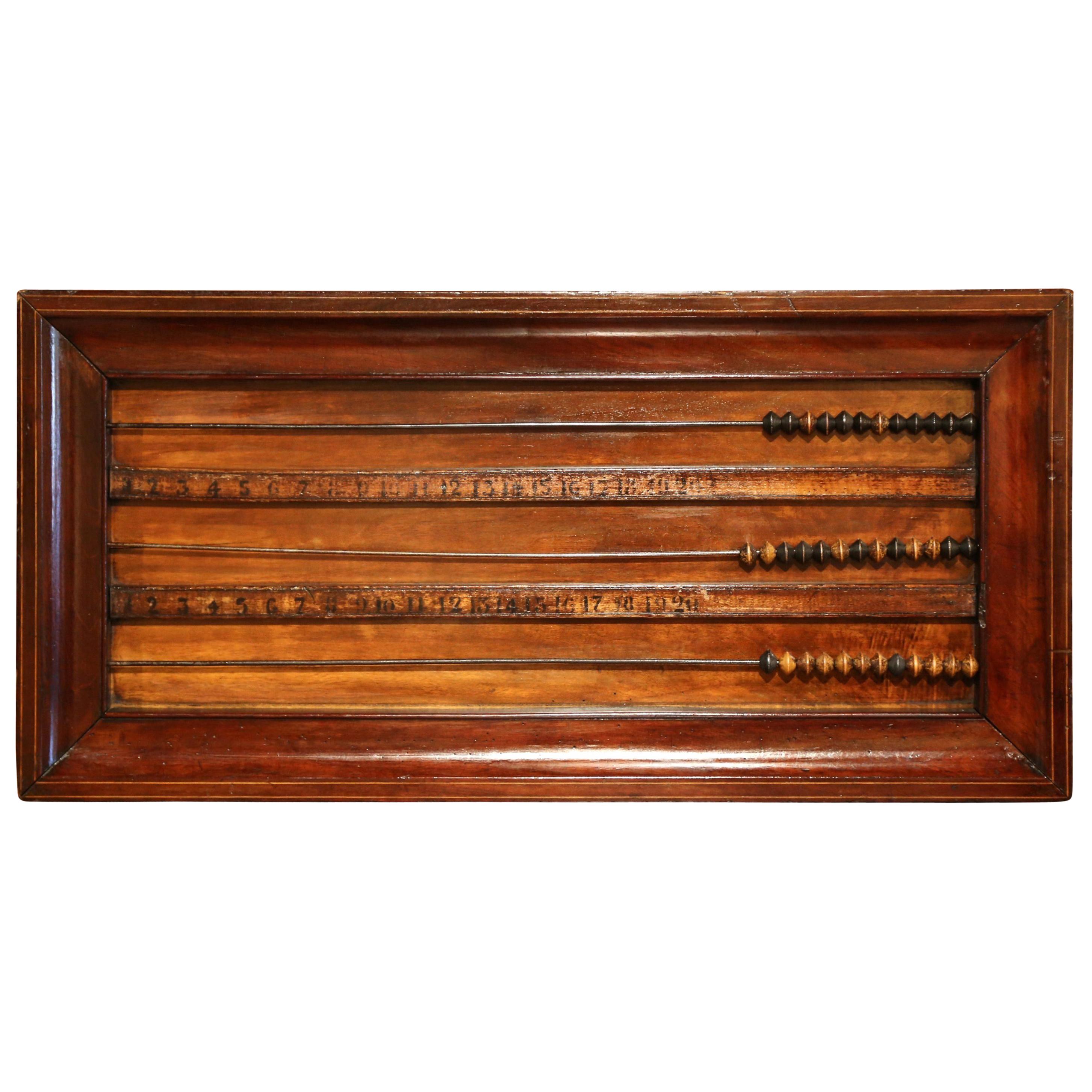19th Century French Carved Walnut Wall Hanging Billiard Abacus or Boulier