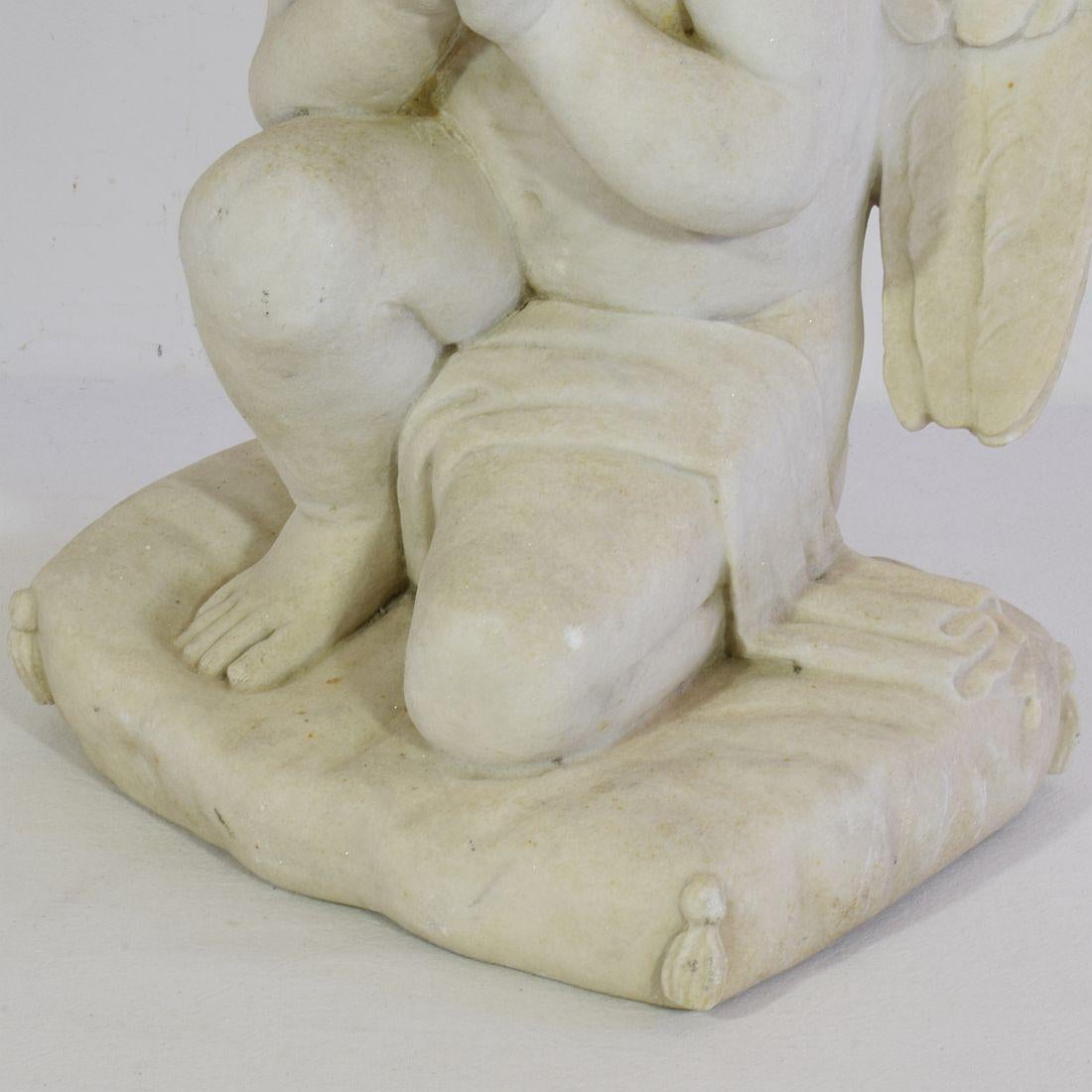 19th Century French Carved White Marble Angel For Sale 9