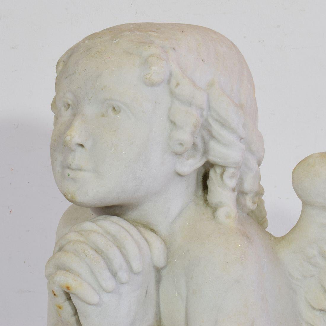 19. Jahrhundert Französisch geschnitzt weißem Marmor Engel im Angebot 13