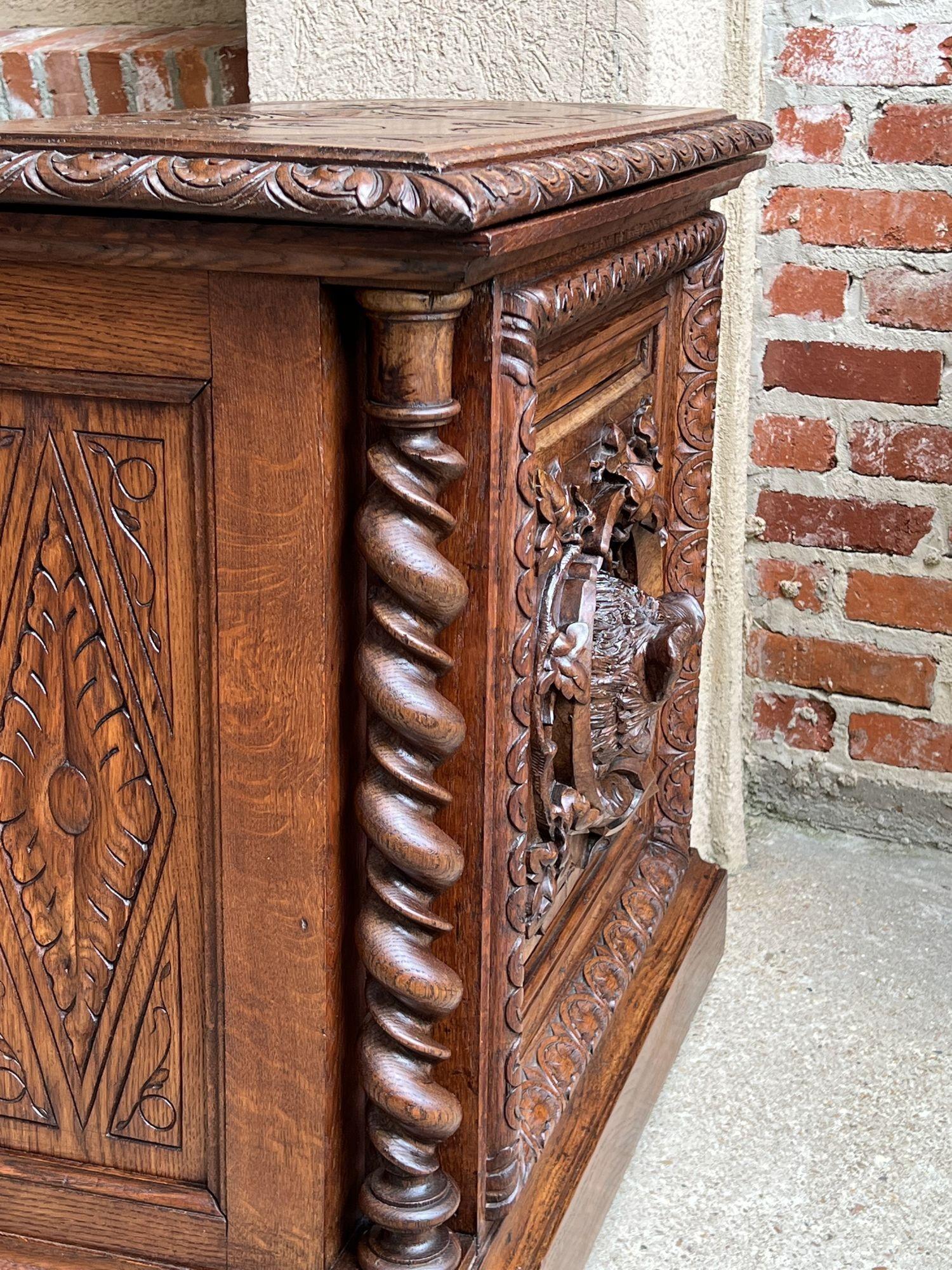 19th Century French Carved Wine Cellarette Cabinet Black Forest Chest Hog Boar For Sale 6