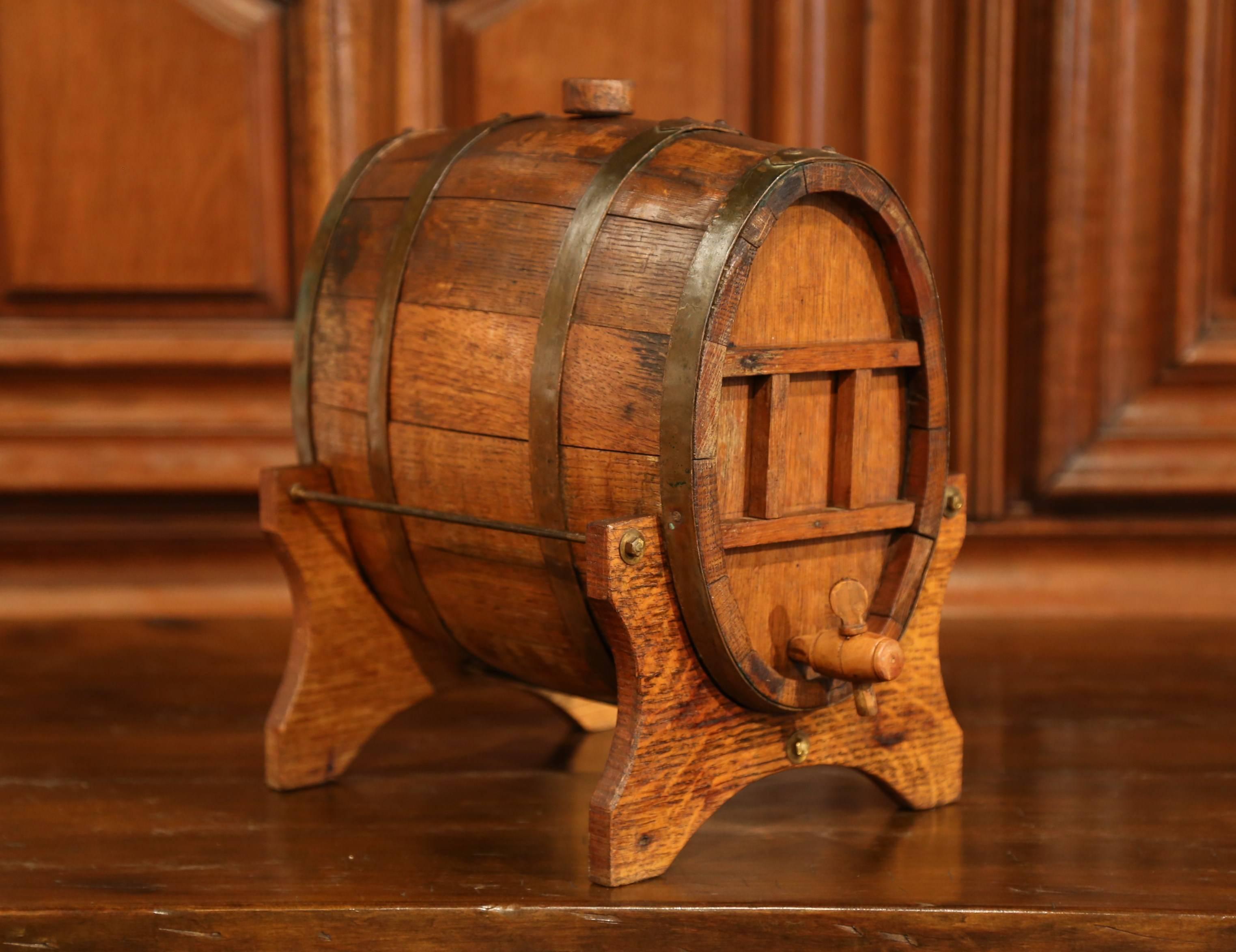 19th Century French Carved Wood and Iron Calvados Barrel on Stand from Normandy In Excellent Condition In Dallas, TX