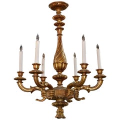 Antique 19th Century French Carved Wood Chandelier