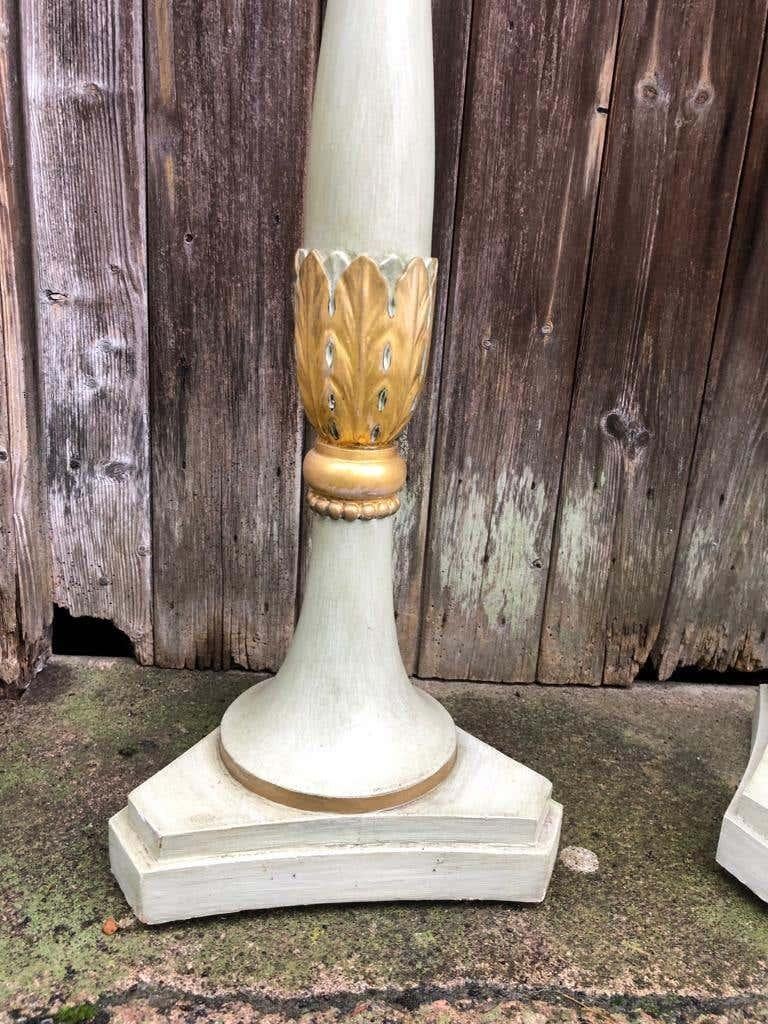 19th Century French Carved Wood Floor Standing Candlesticks For Sale 1