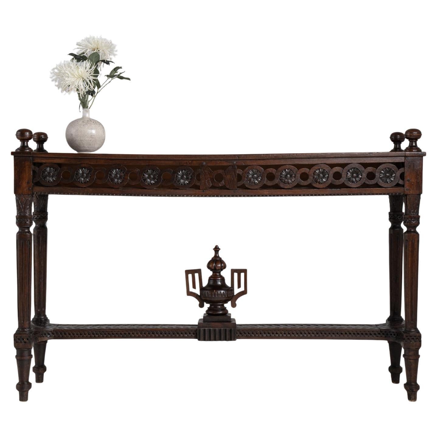 19th Century French Carved Wooden Console Table For Sale