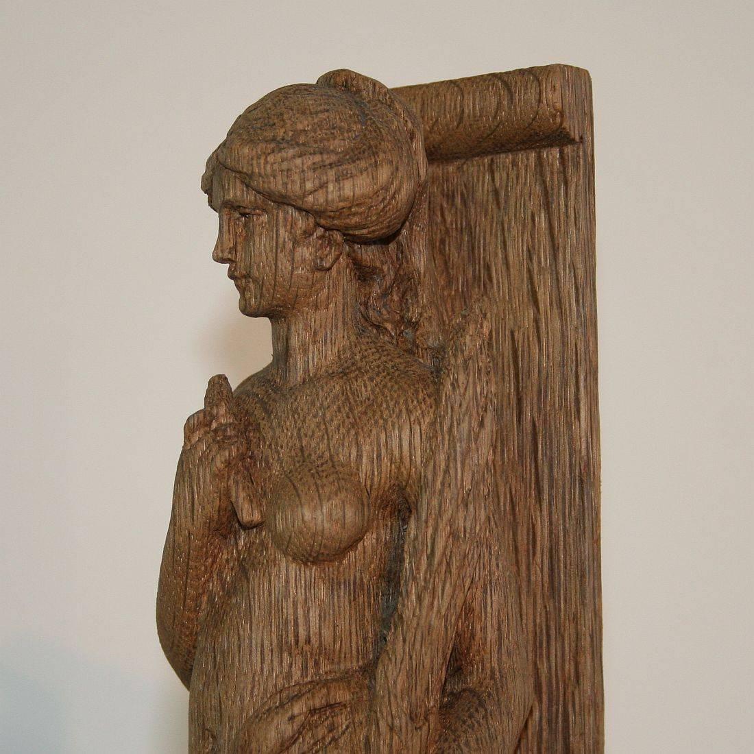 19th Century, French Carved Wooden Female Figure 5