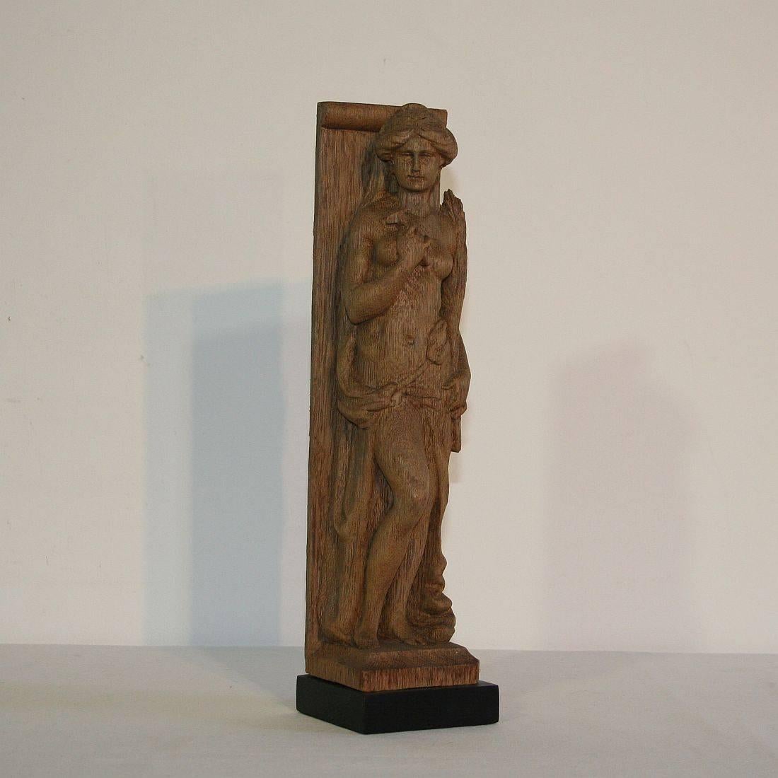 Hand-Carved 19th Century, French Carved Wooden Female Figure