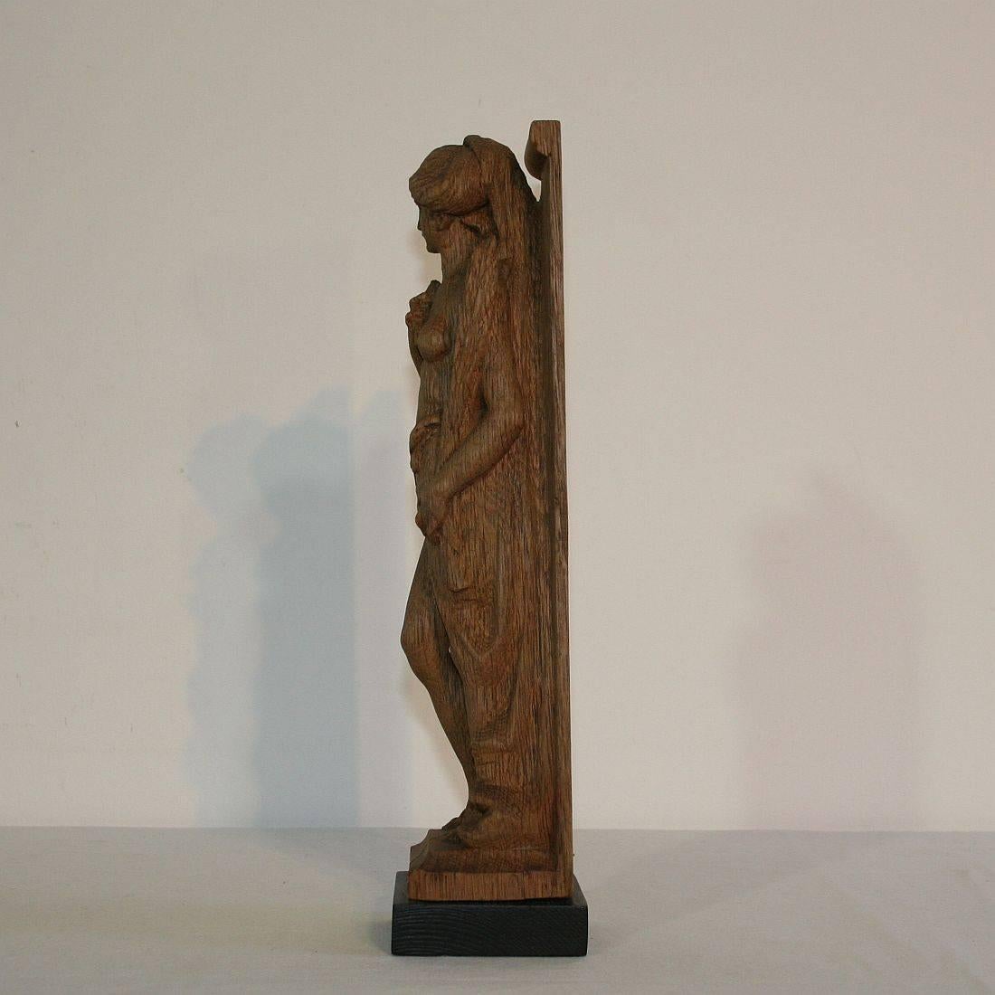 19th Century, French Carved Wooden Female Figure 1
