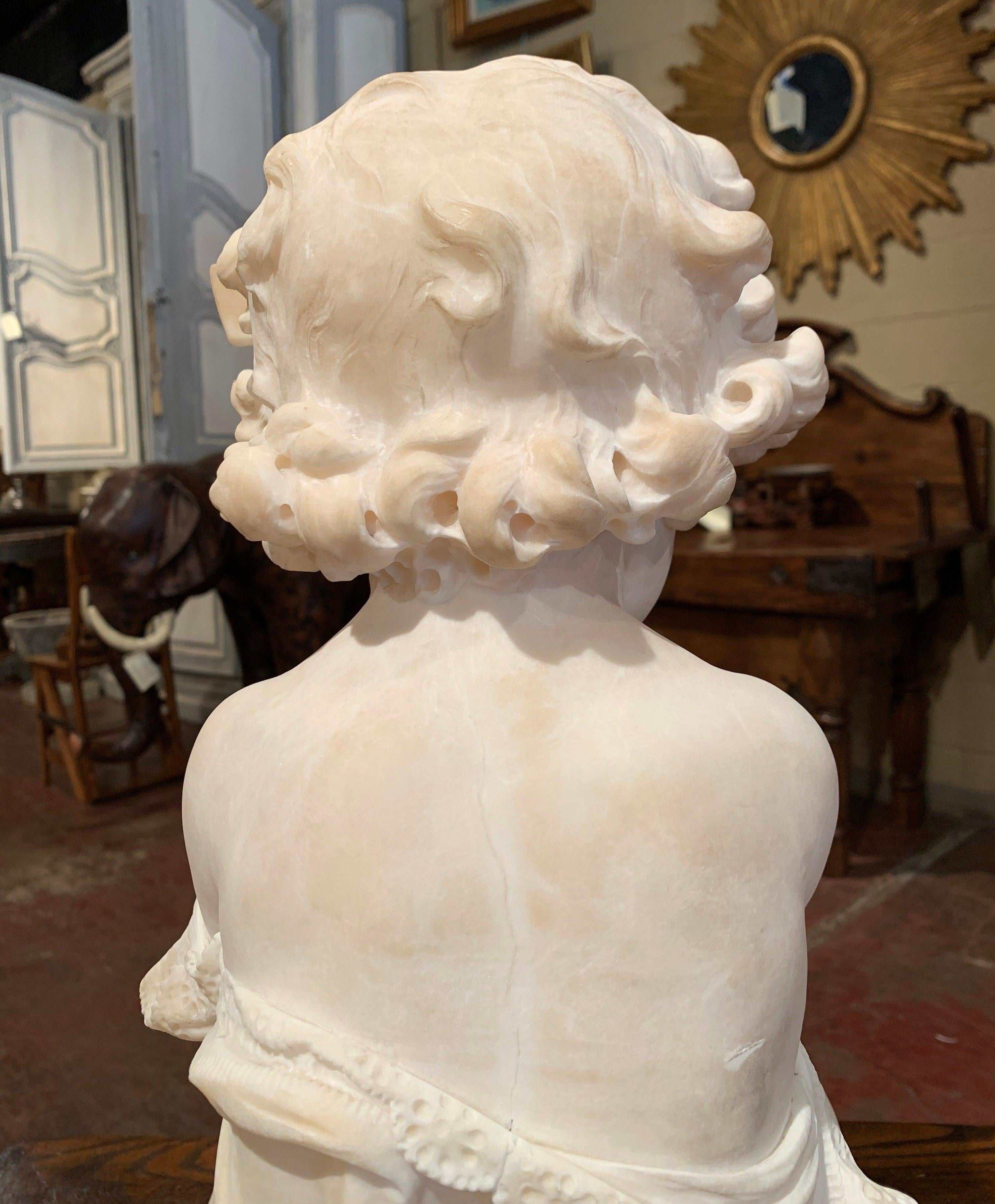 19th Century French Carved Young Child on Cushion Marble Sculpture Composition 7
