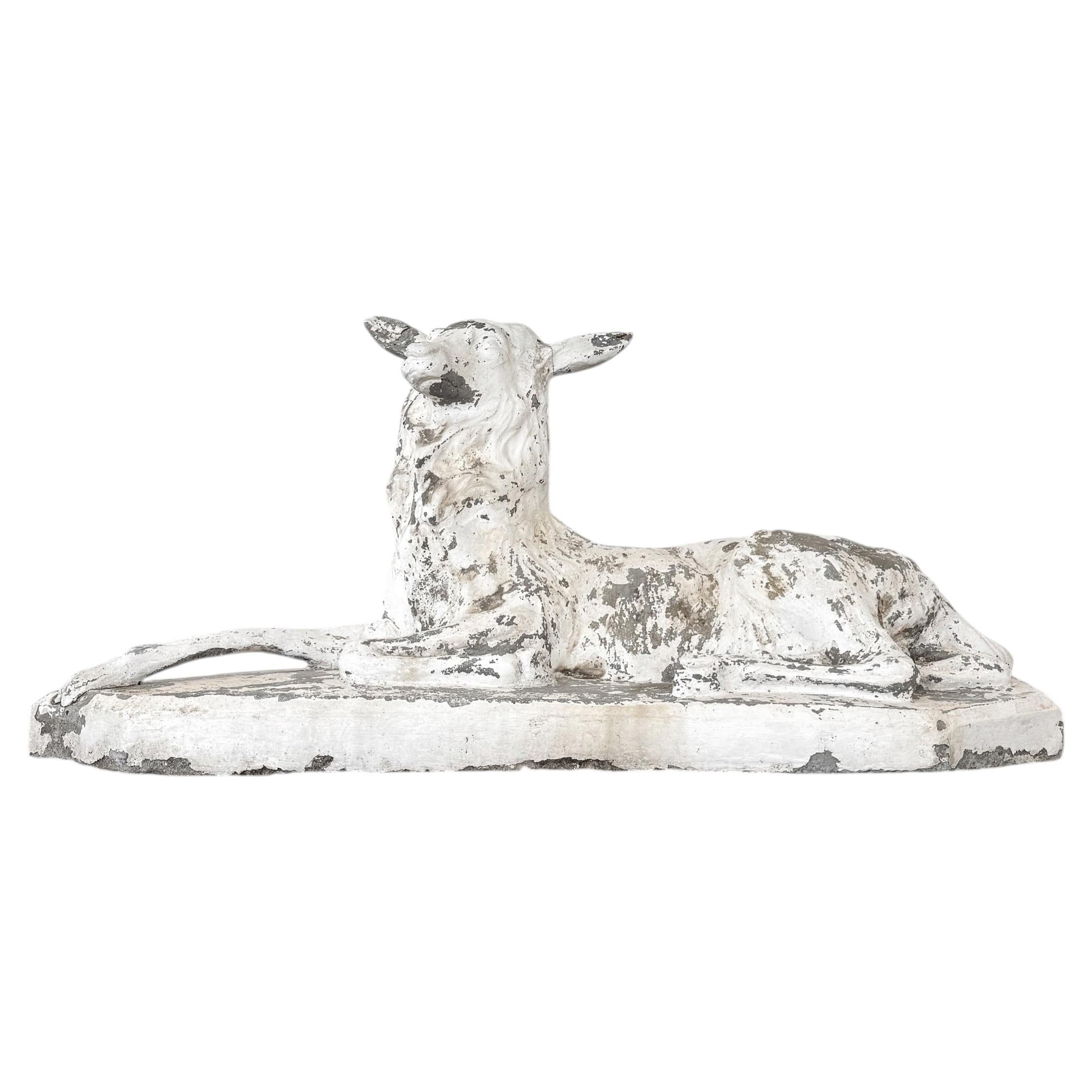 19th Century French Cast Cement Pastoral Animal Statue